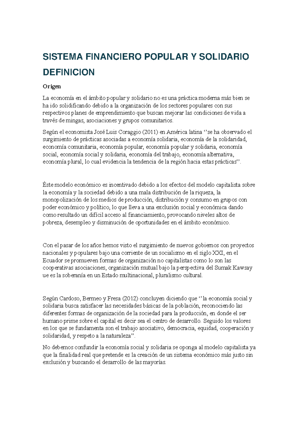 Monografia Financiero Sector Popular y Solidario - SISTEMA FINANCIERO ...