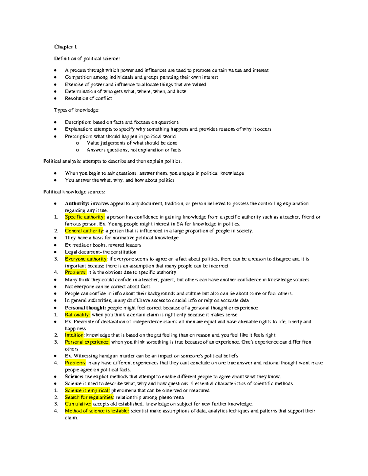 Pols review 1 - these notes are based on the entire book of the course ...