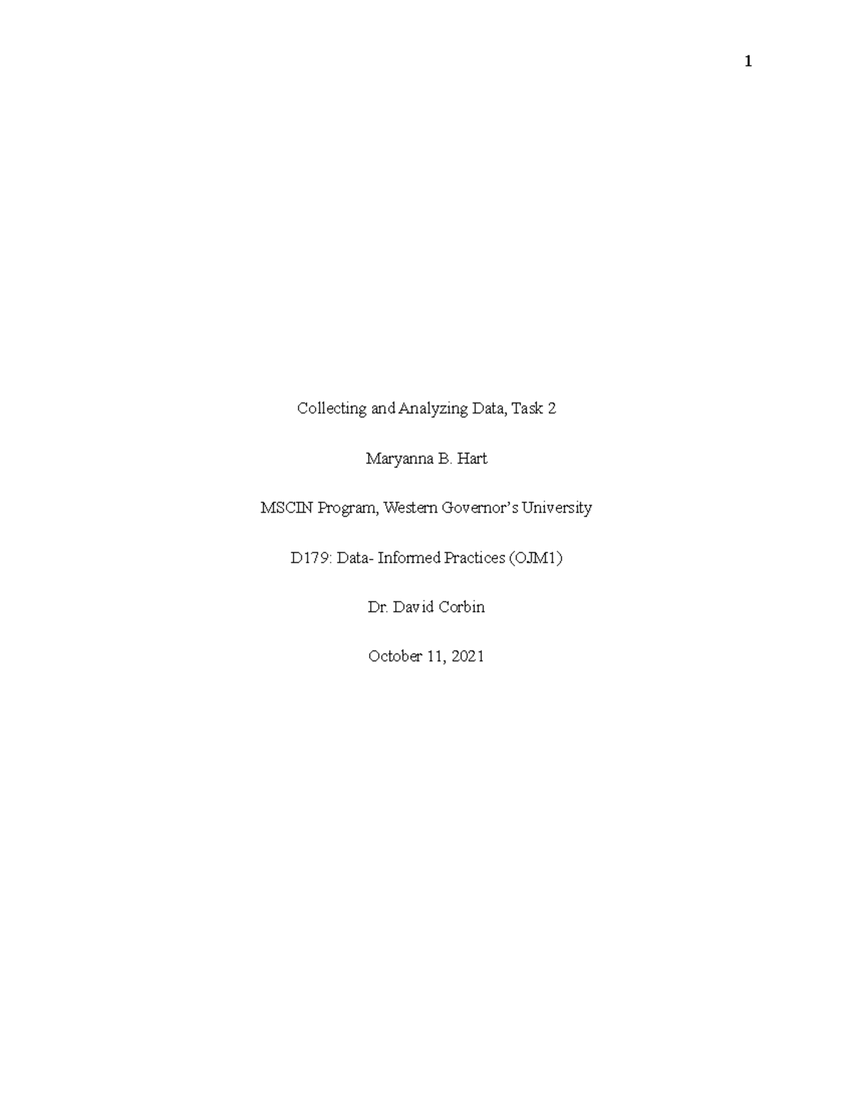 OJM1 Anna Hart Task 2 - Grade: A - D179 - WGU - Studocu