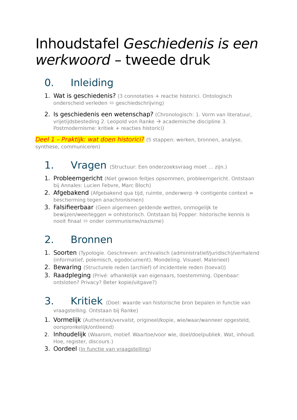 Inhoudstafel Geschiedenis Is Een Werkwoord - Inleiding 1. Wat Is ...