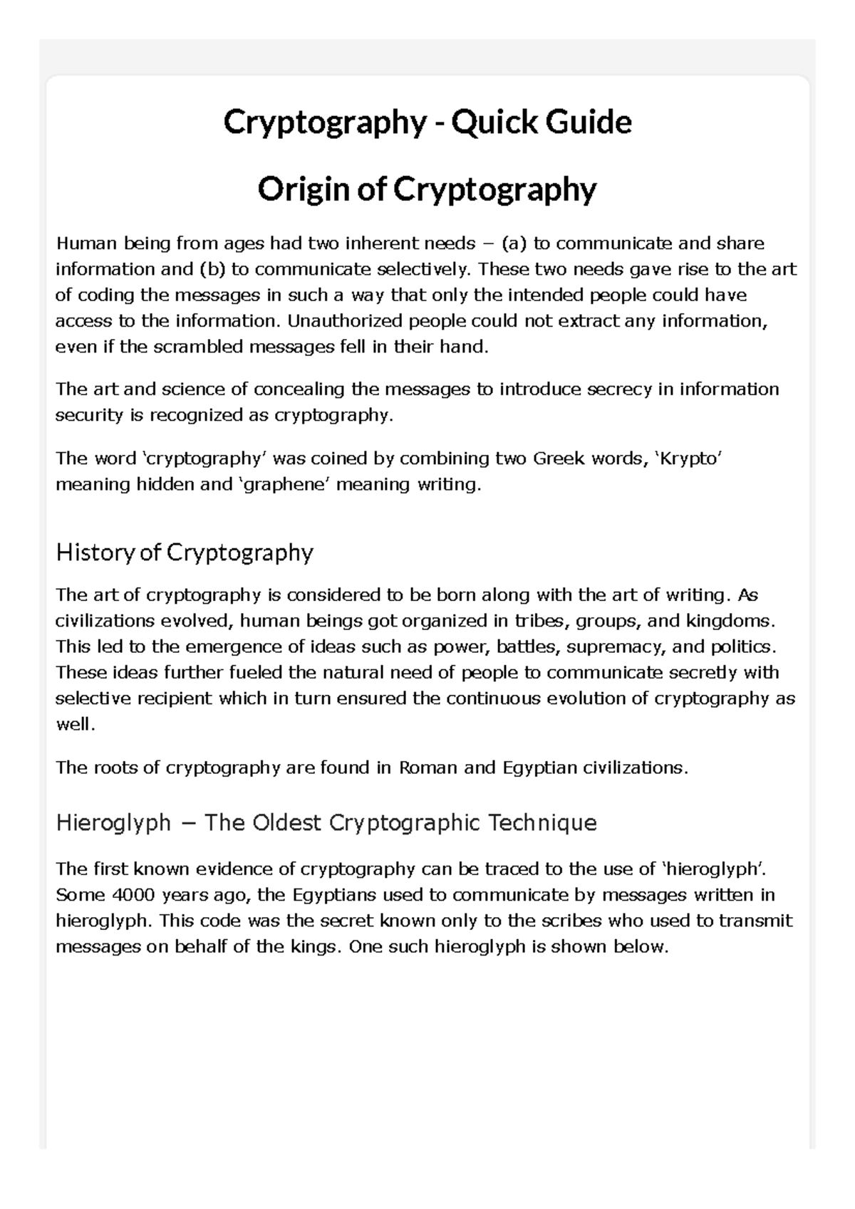 Cryptography - Quick Guide - Cryptography - Quick Guide Origin of ...