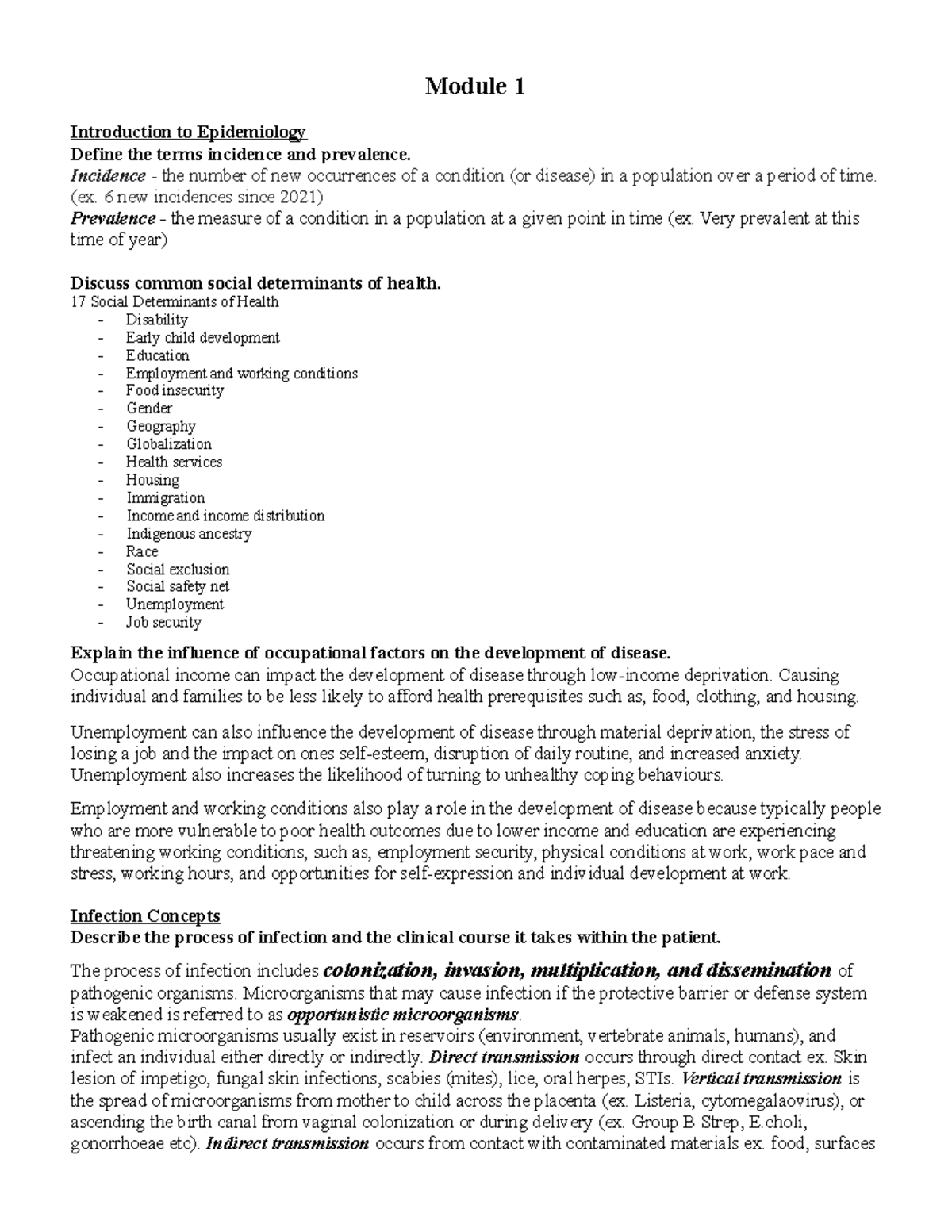 Week 1 notes Cellular/Immunity Module 1 Introduction to