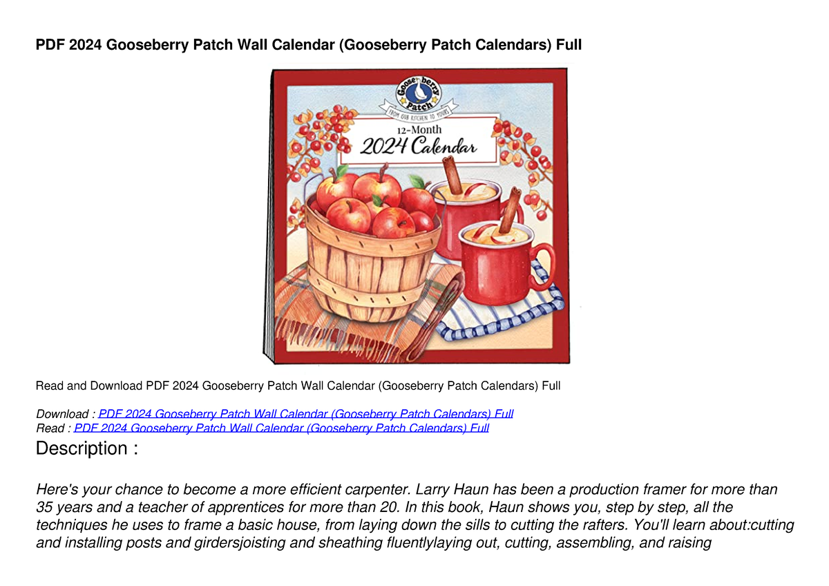 PDF 2024 Gooseberry Patch Wall Calendar (Gooseberry Patch Calendars