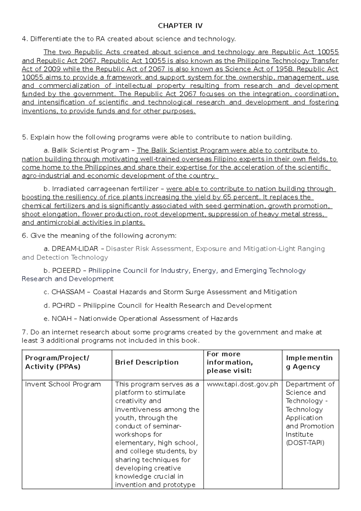 Science Technology & Society - CHAPTER IV Differentiate the to RA ...