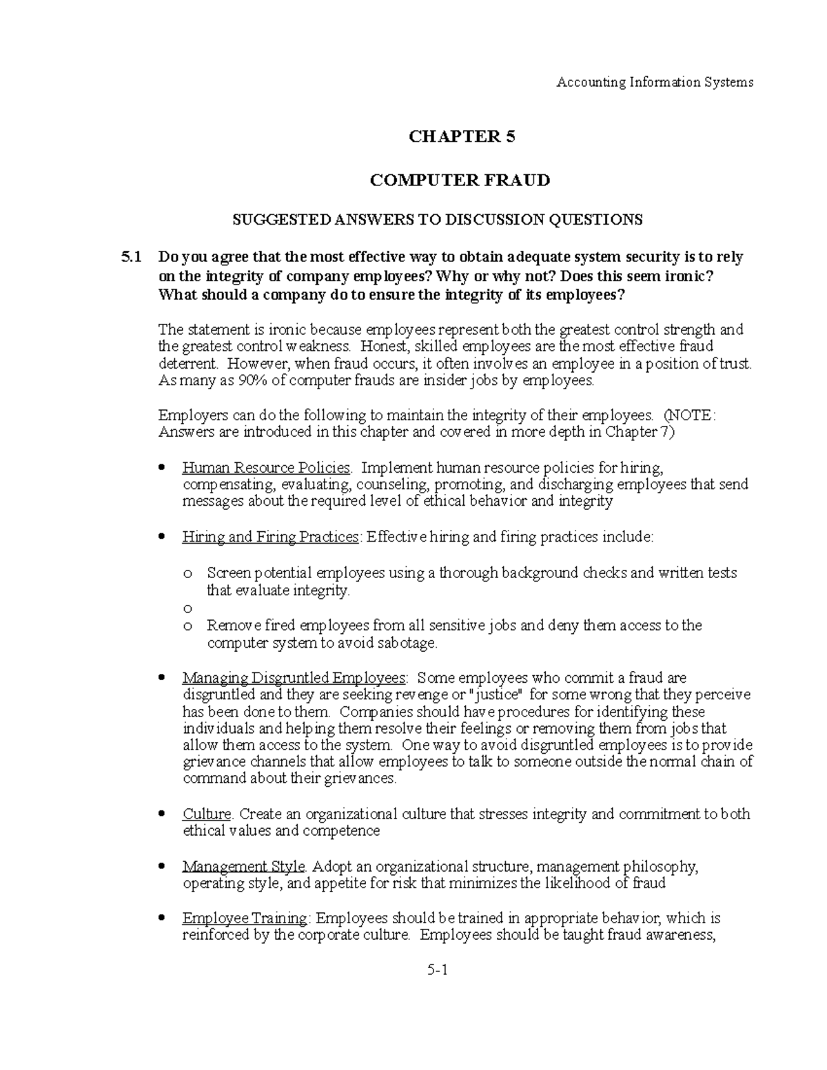 Chapter 05 - AIS testbank - Accounting Information Systems CHAPTER 5 ...