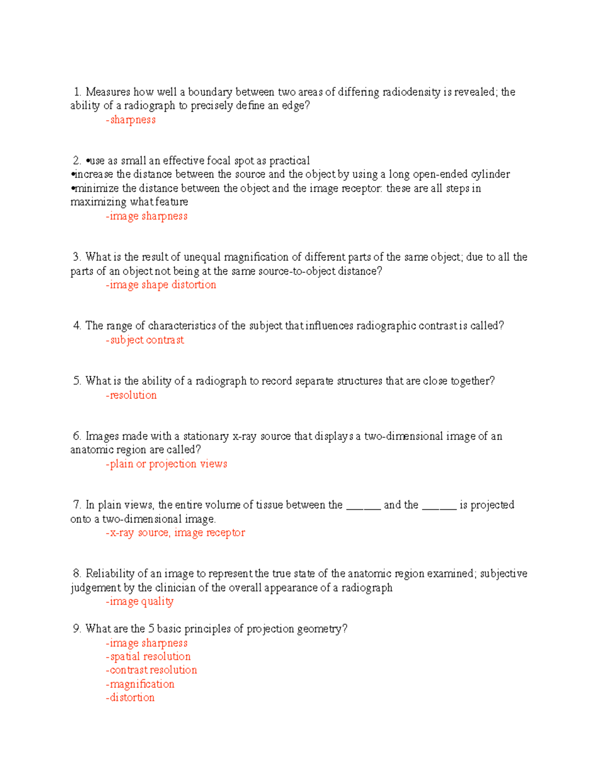 Radiology Ch 6 Review Measures how well a boundary between two areas