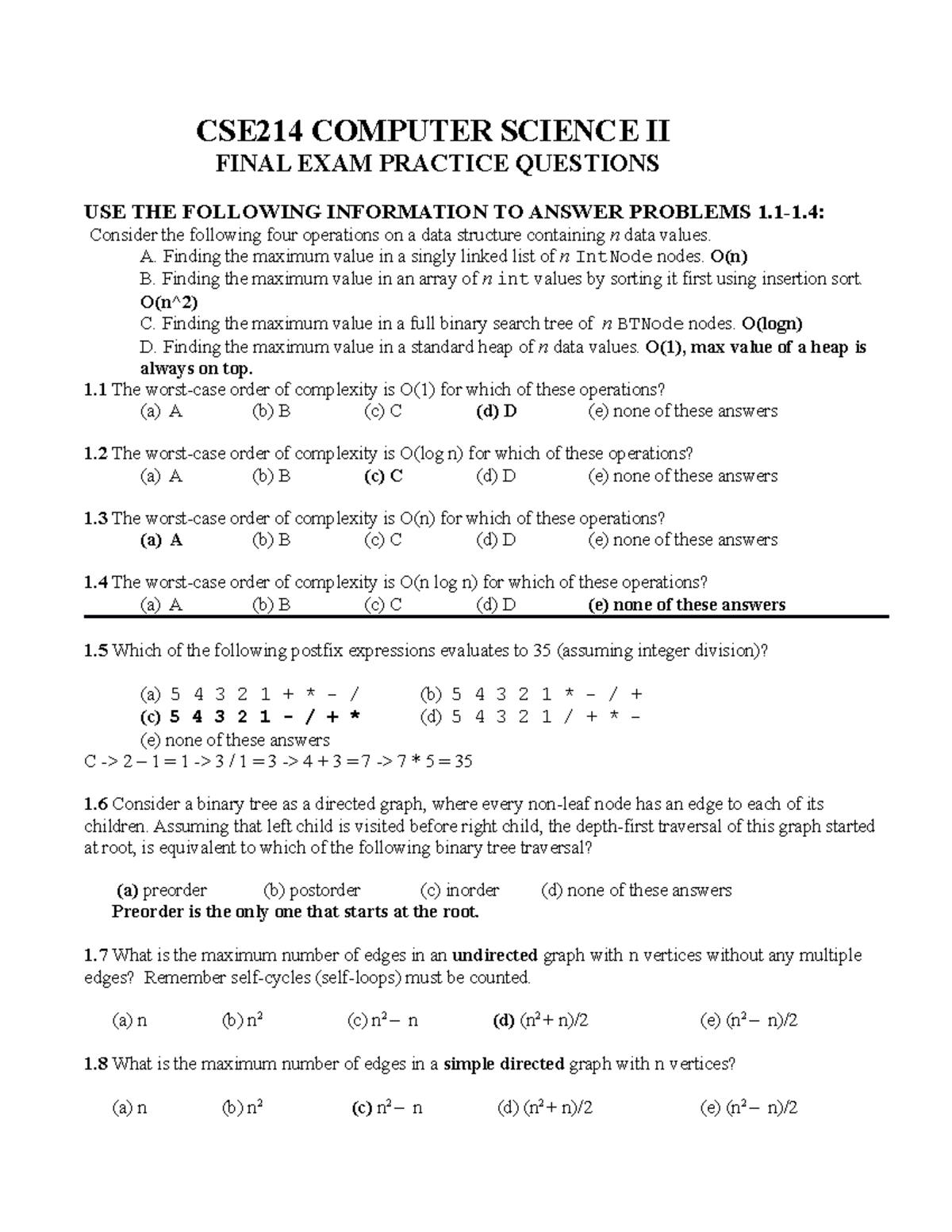 Final Cse 214 Computer Science Ii Sbu Studocu