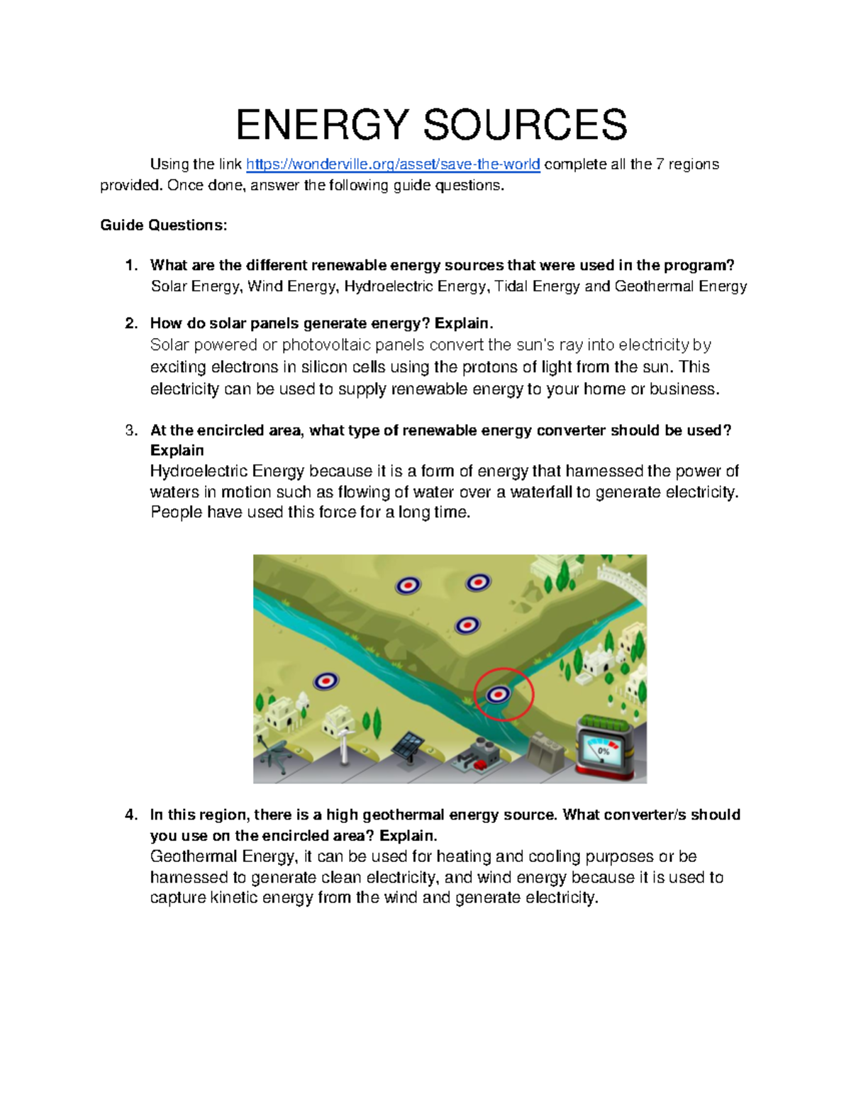 Activity 4_Earth Science - ENERGY SOURCES Using the link wonderville ...