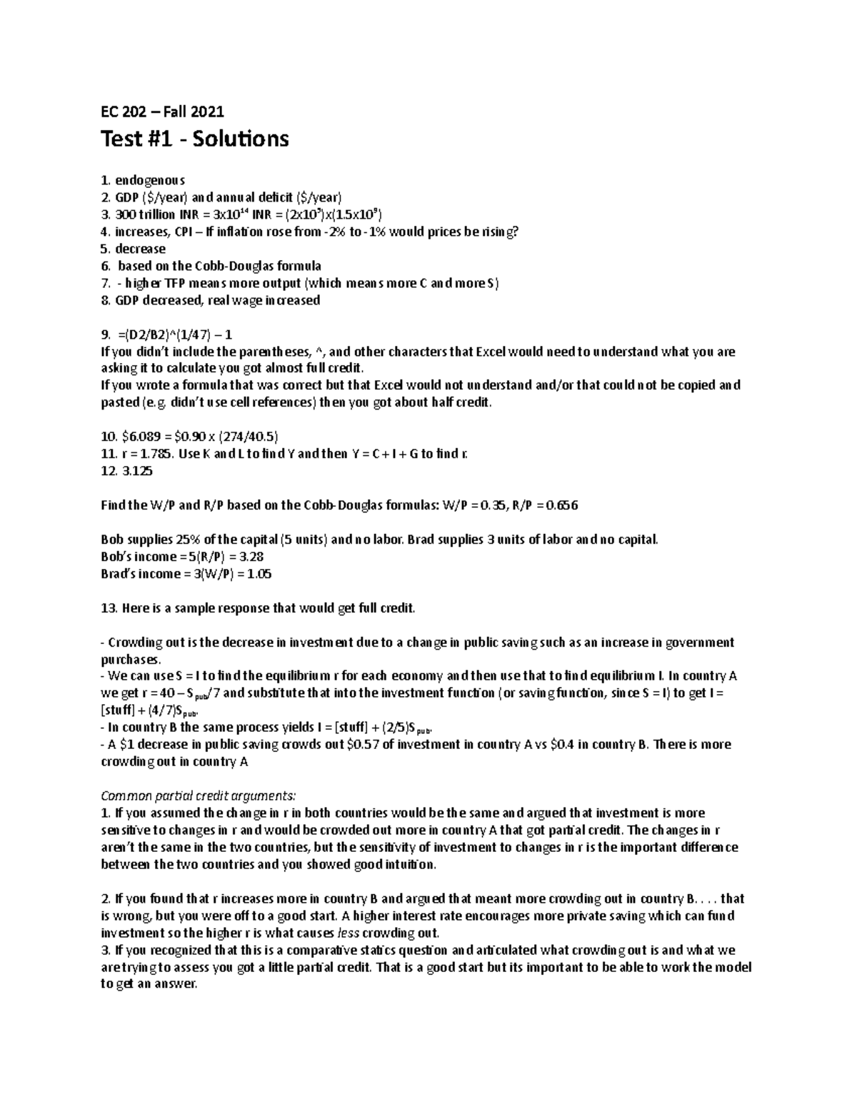 Test 1 - Ec202 Fall 21 - Solutions - EC 202 – Fall 2021 Test #1 ...