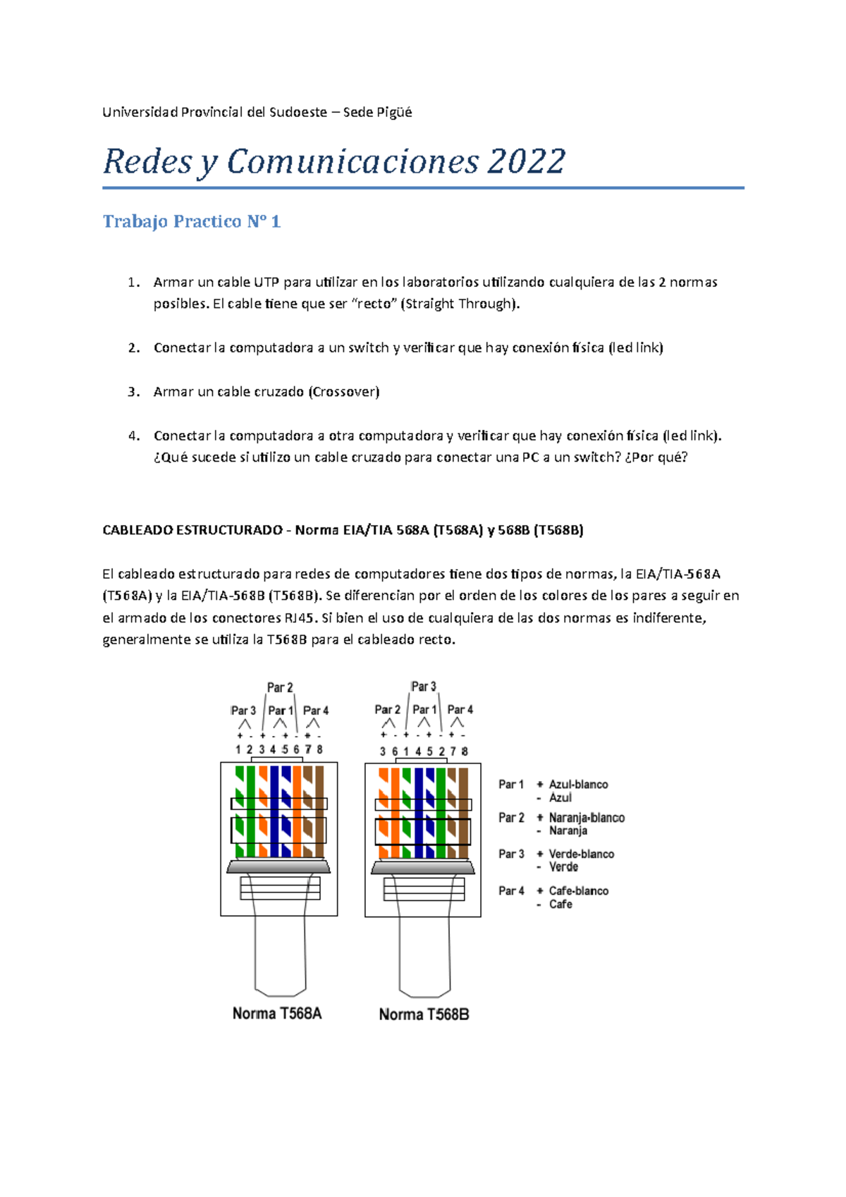 Practico 1 - Cable UTP - redes - Universidad Provincial del Sudoeste ...