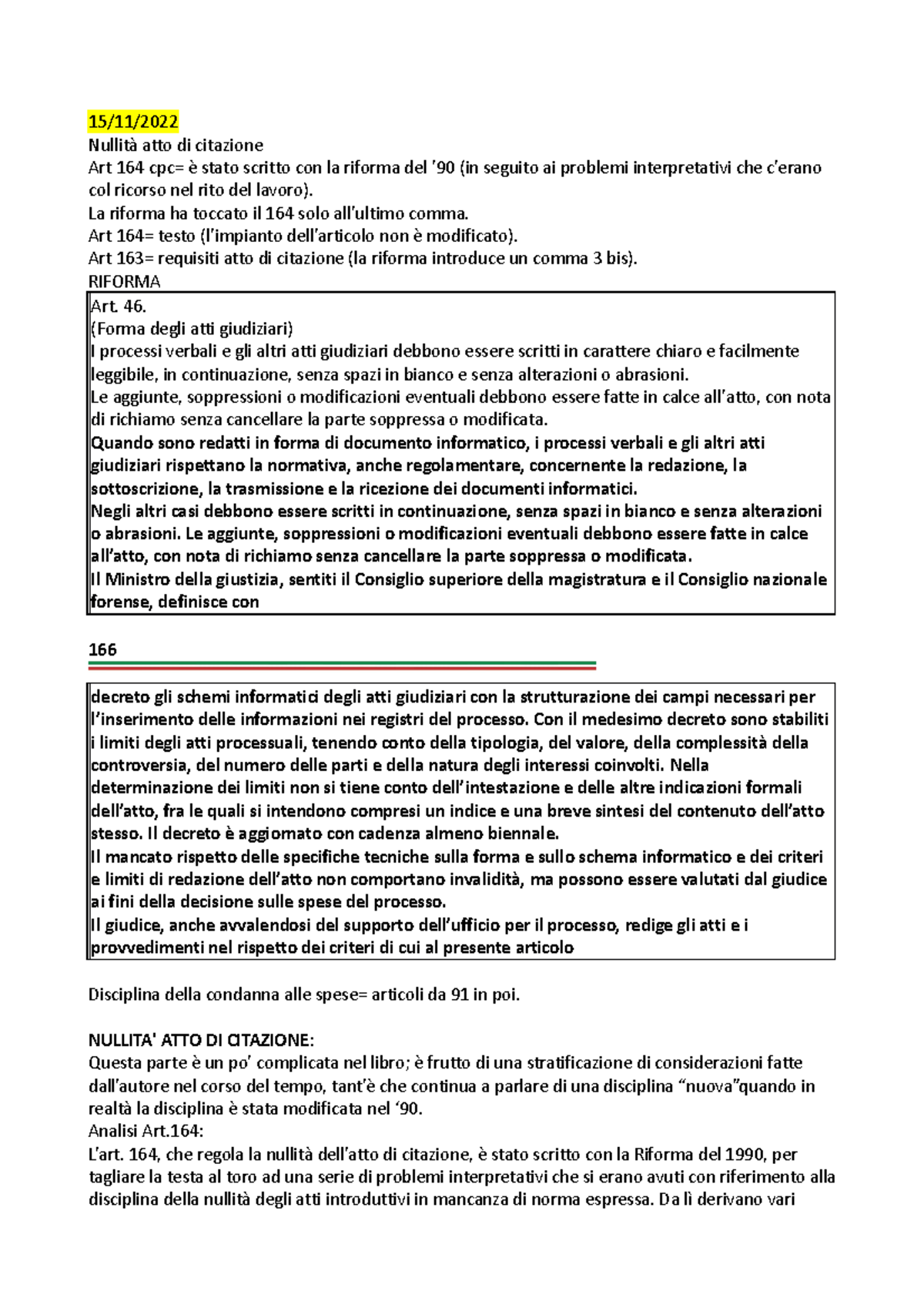 Lezione Di Diritto Processuale Civile - 15/11/ Nullità Atto Di ...