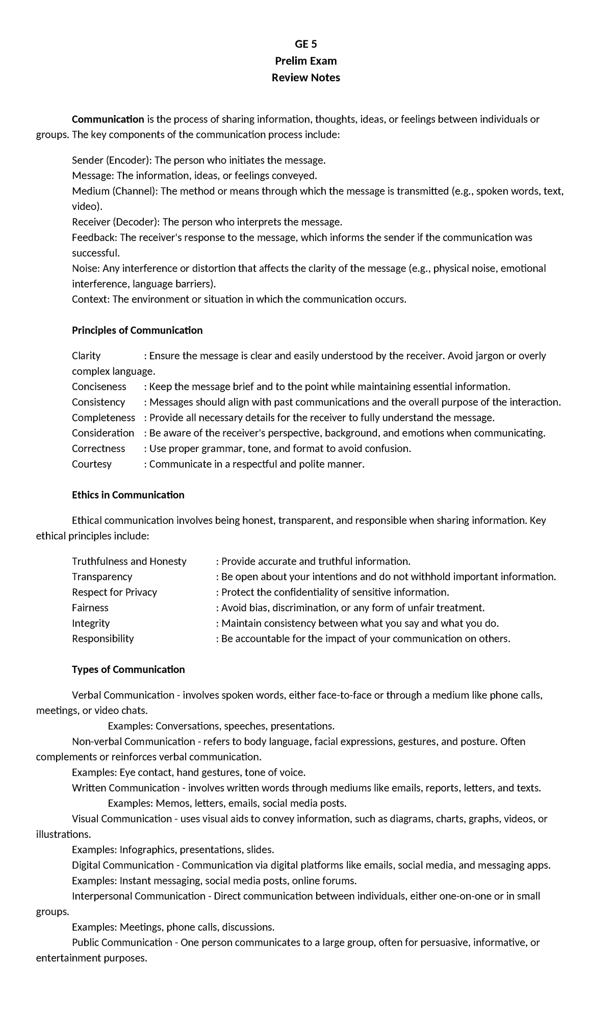 GE 5 Review Notes Prelim Exam - GE 5 Prelim Exam Review Notes ...