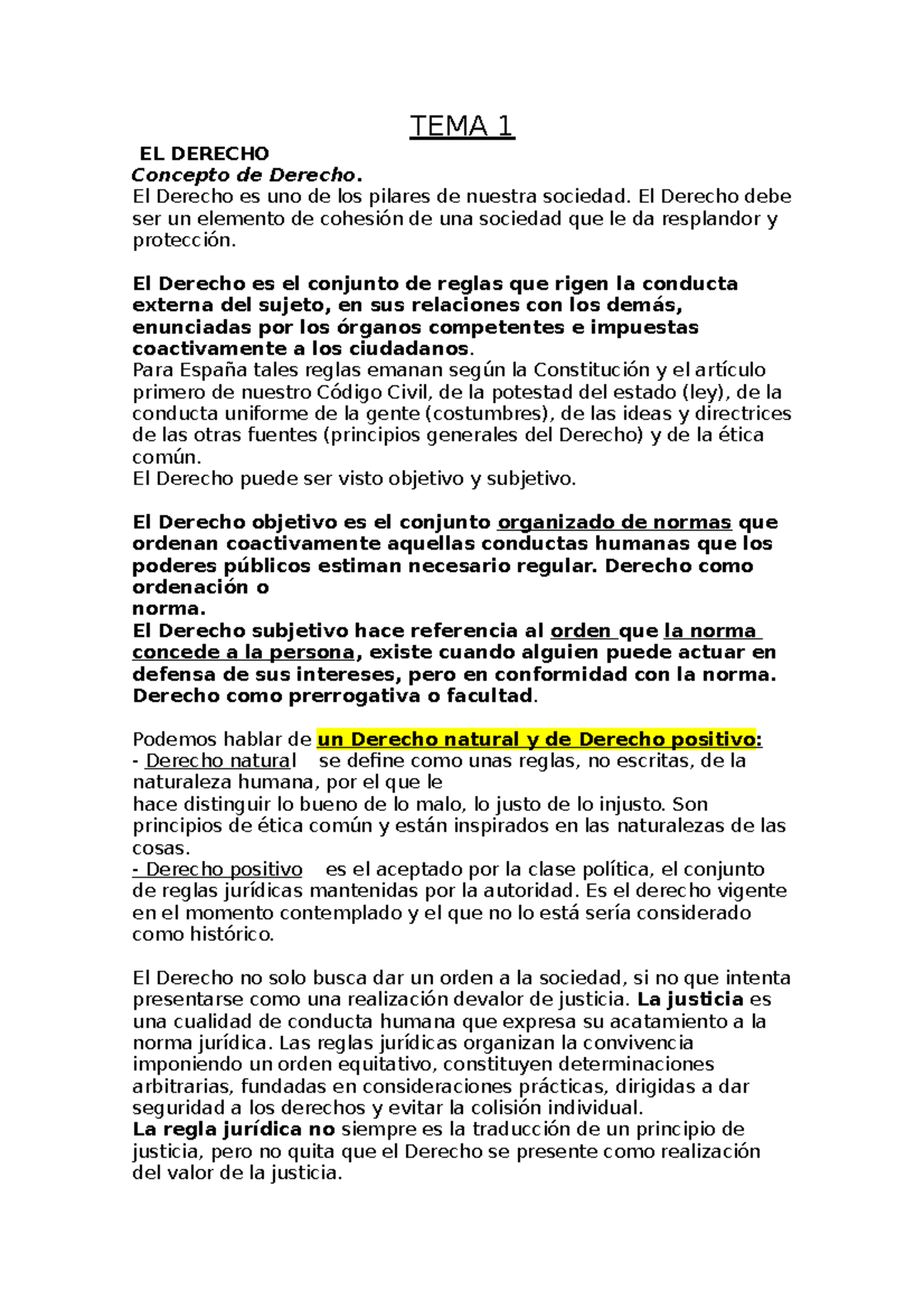 Introduccion Al Derecho Tema 1 - TEMA 1 EL DERECHO Concepto De Derecho ...