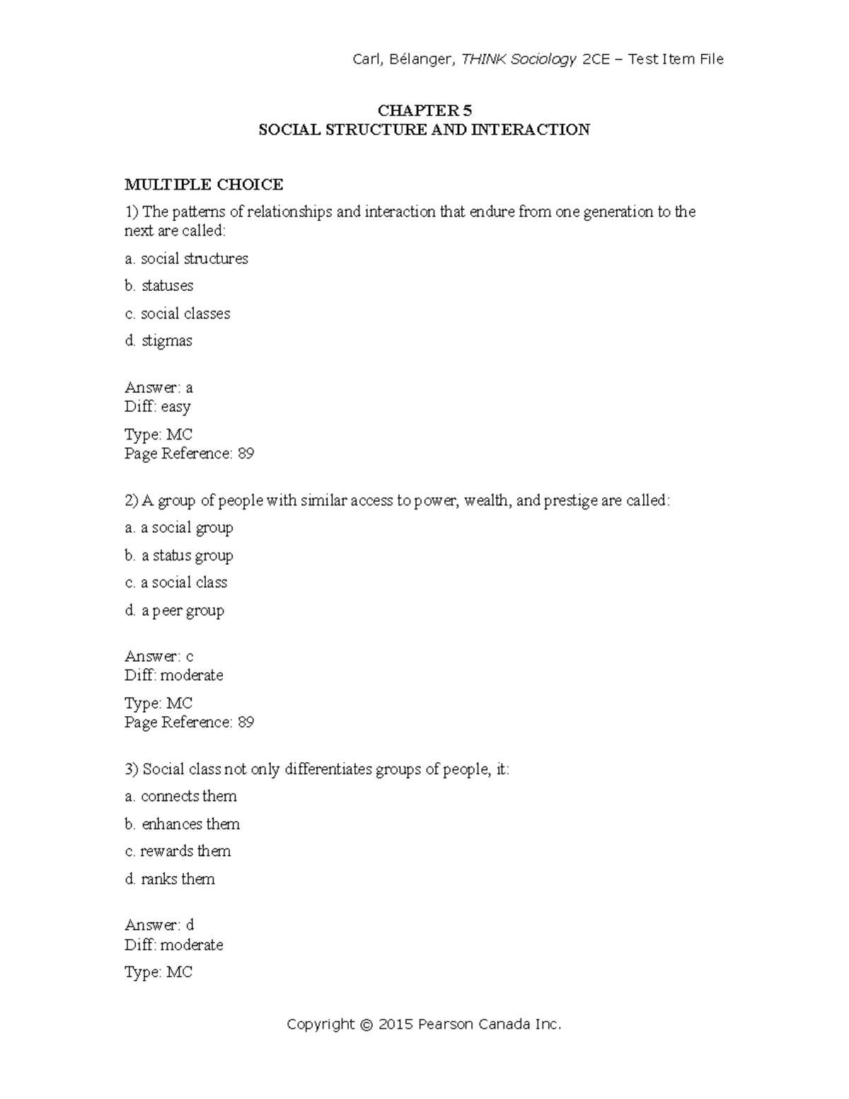 Carl ch05 - classnote - CHAPTER 5 SOCIAL STRUCTURE AND INTERACTION ...