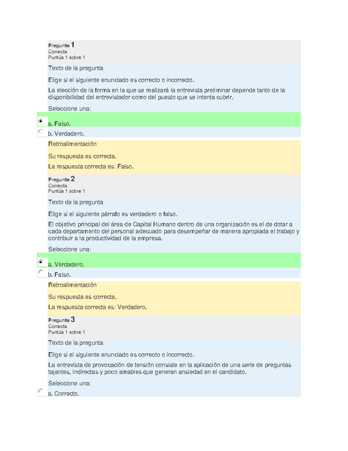 Examen 1 - Capital Humano Y Líderazgo V2 - Pregunta 1 Correcta Puntúa 1 ...