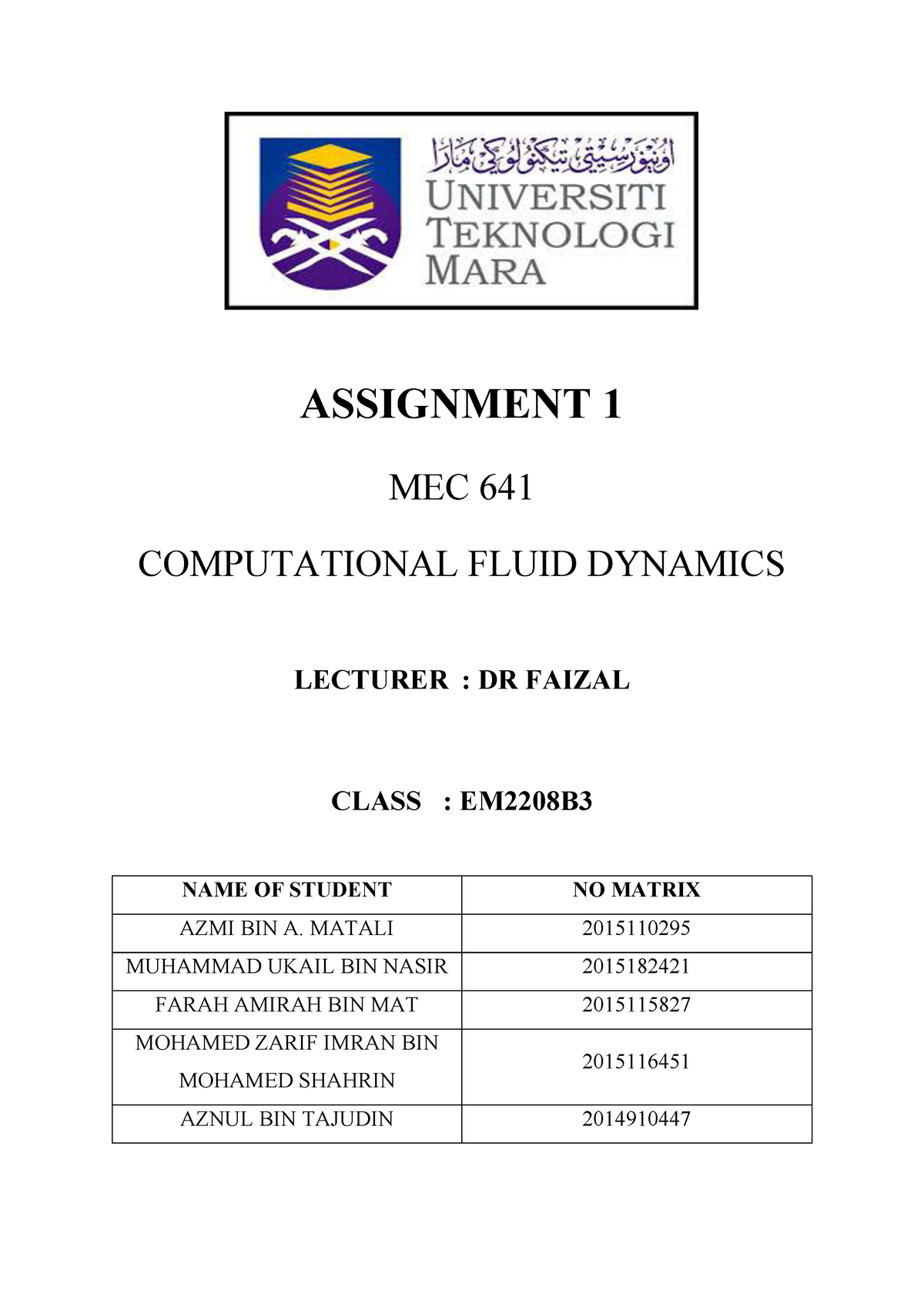 cfd assignment report