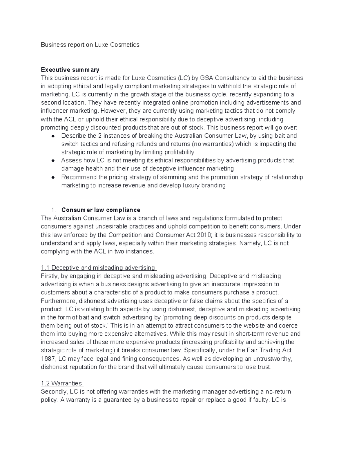 Business report - LC is currently in the growth stage of the business ...
