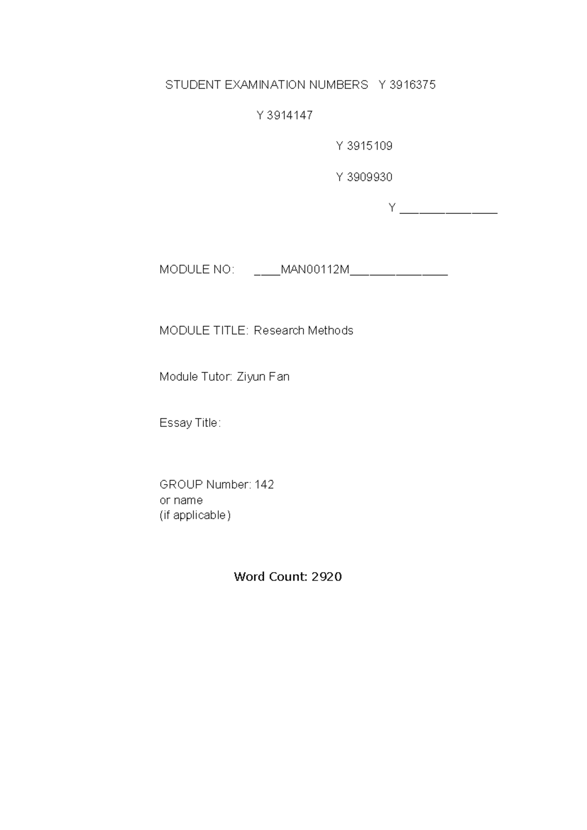 （final version）research methods copy - STUDENT EXAMINATION NUMBERS Y ...