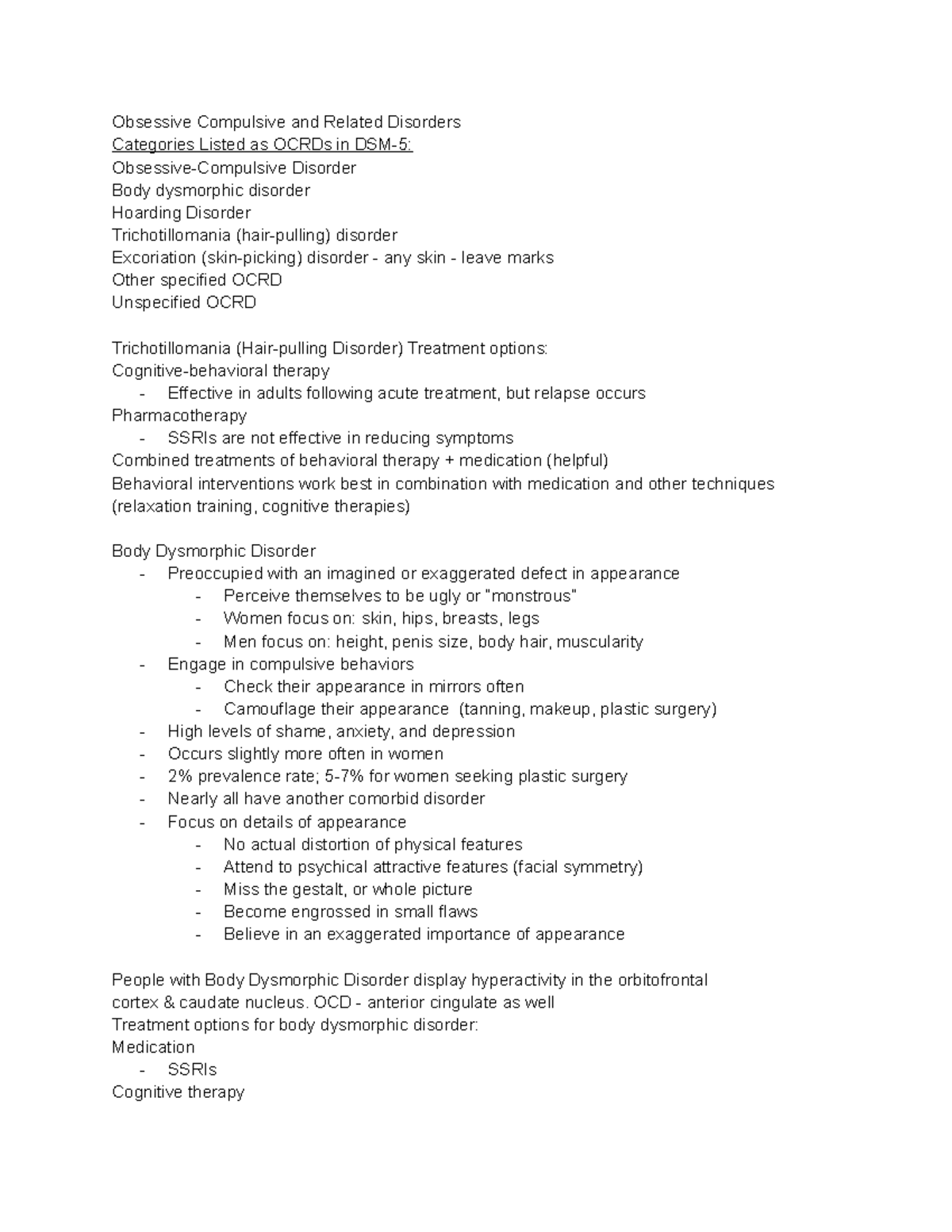 11 7 - Lecture notes 13 - Obsessive Compulsive and Related Disorders ...