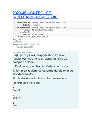 Examen Control DE Inventario Actualizado - Control de inventario - Studocu