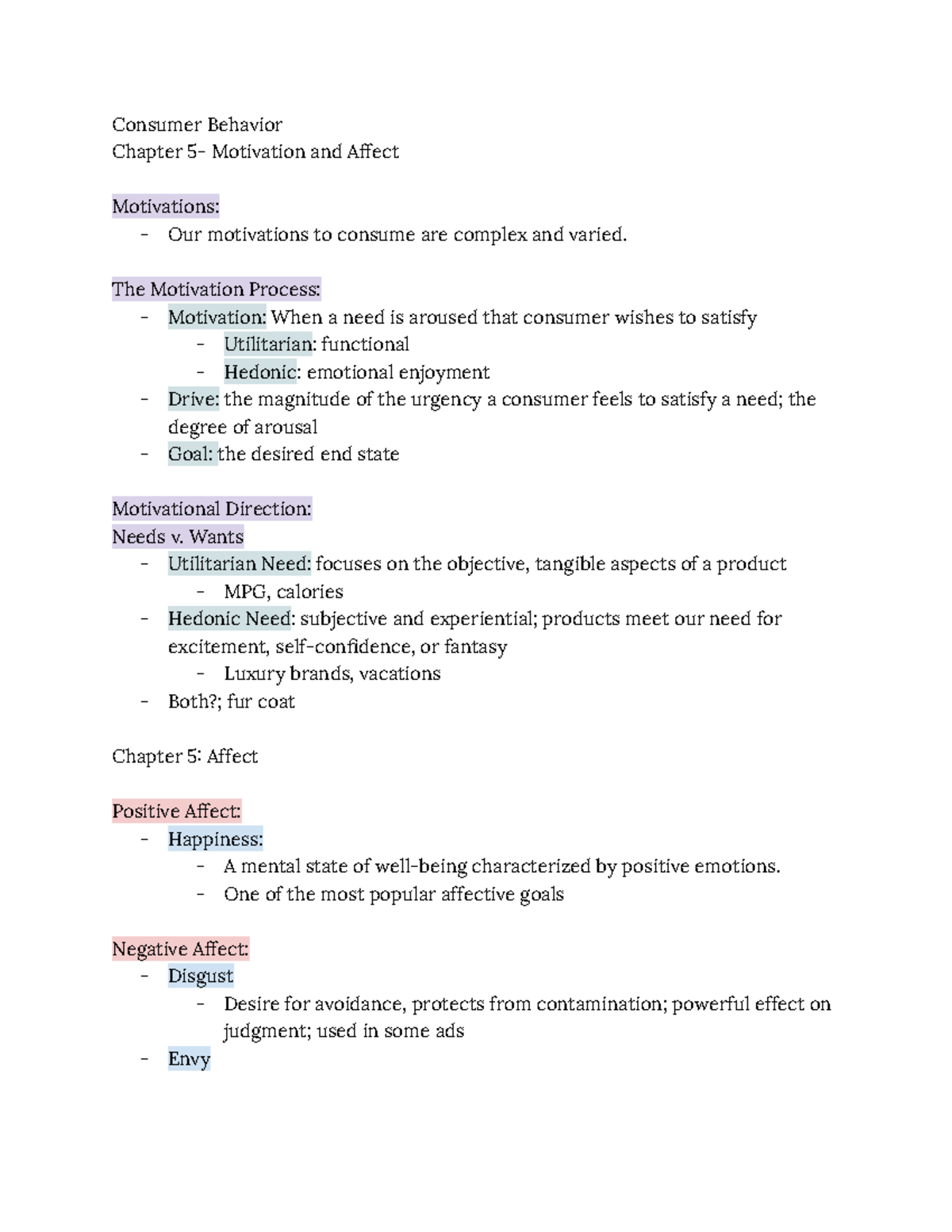 Consumer Behavior - Chapter 5 Notes - Consumer Behavior Chapter 5 ...