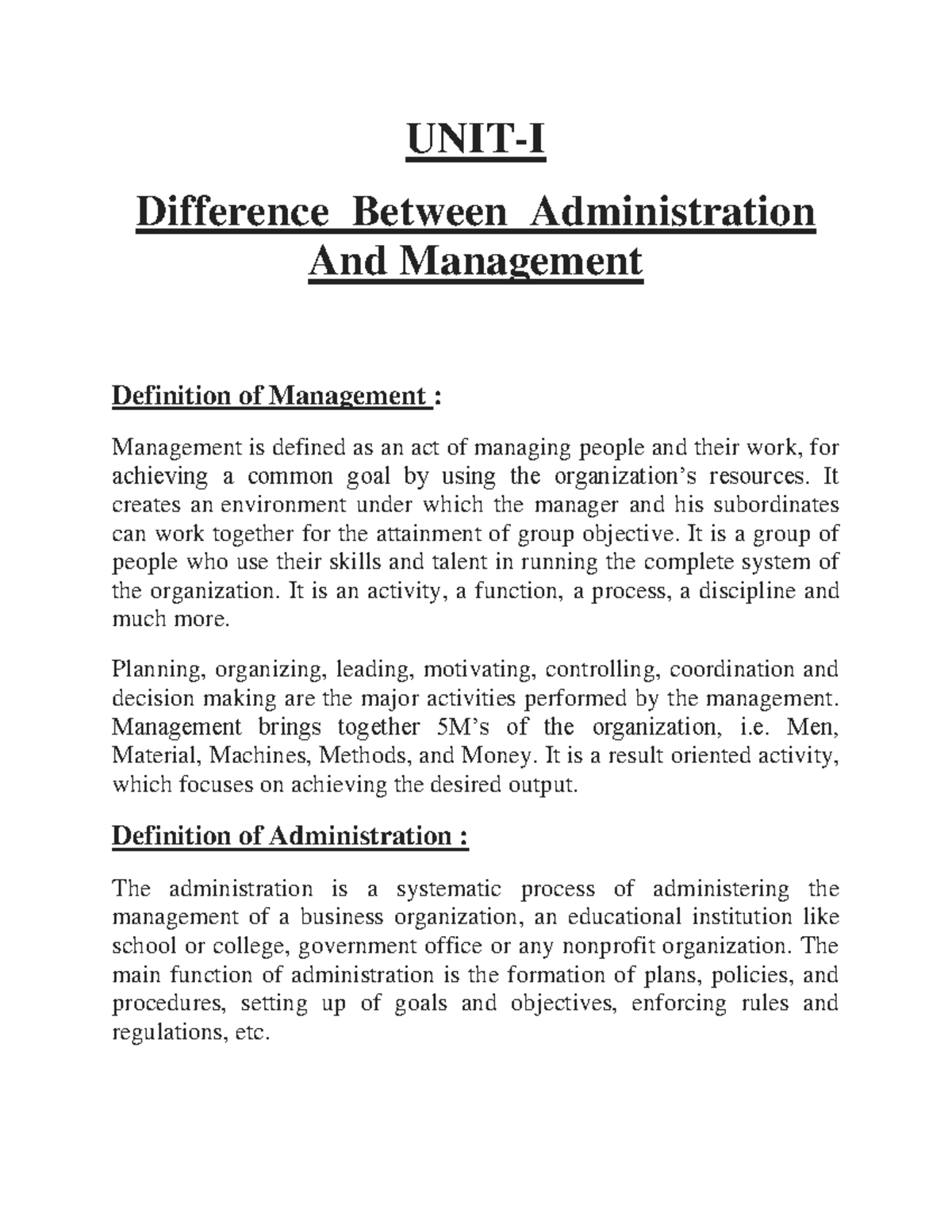 Management, Organization, Administration Conceptconverted UNITI