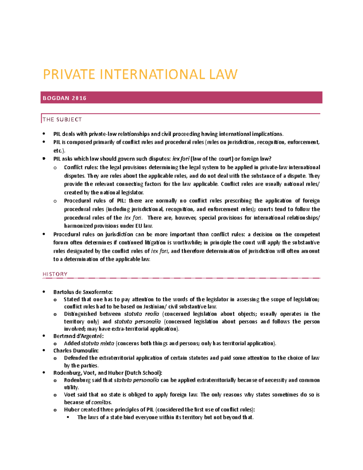 Private International Law Summary - PRIVATE INTERNATIONAL LAW BOGDAN ...