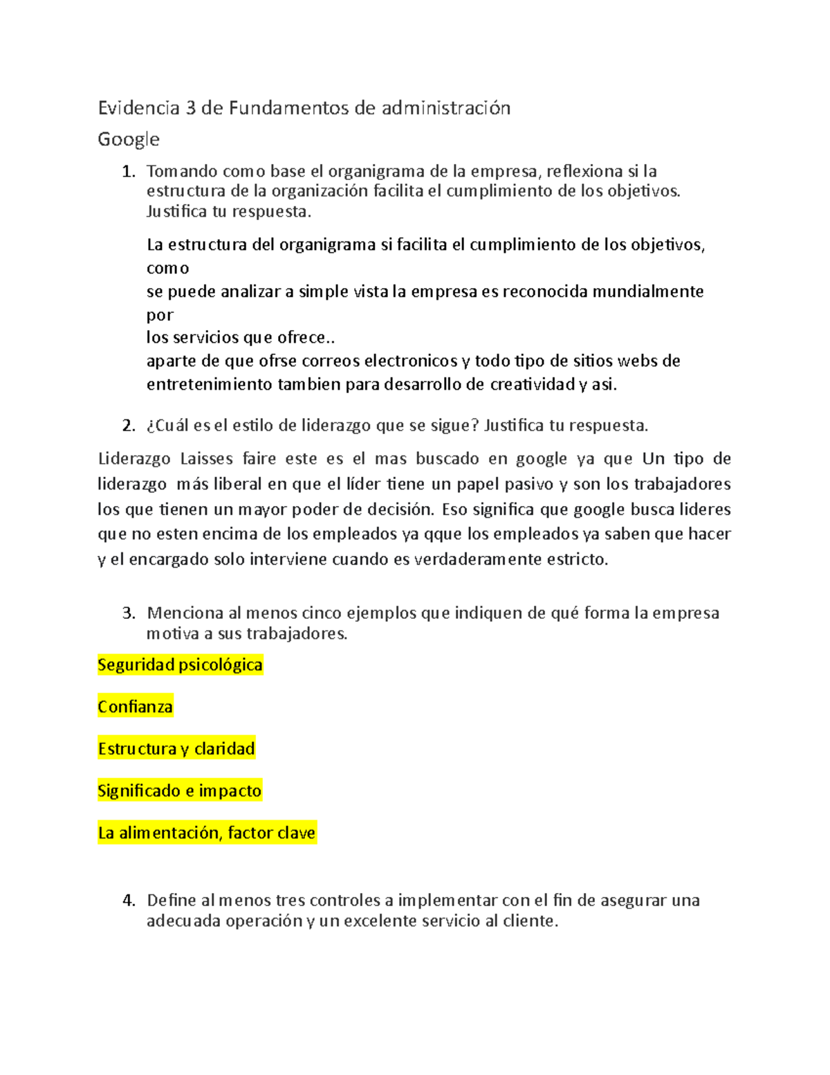 Evidencia 3 fundamentos de administración google 2021 - Evidencia 3 de ...
