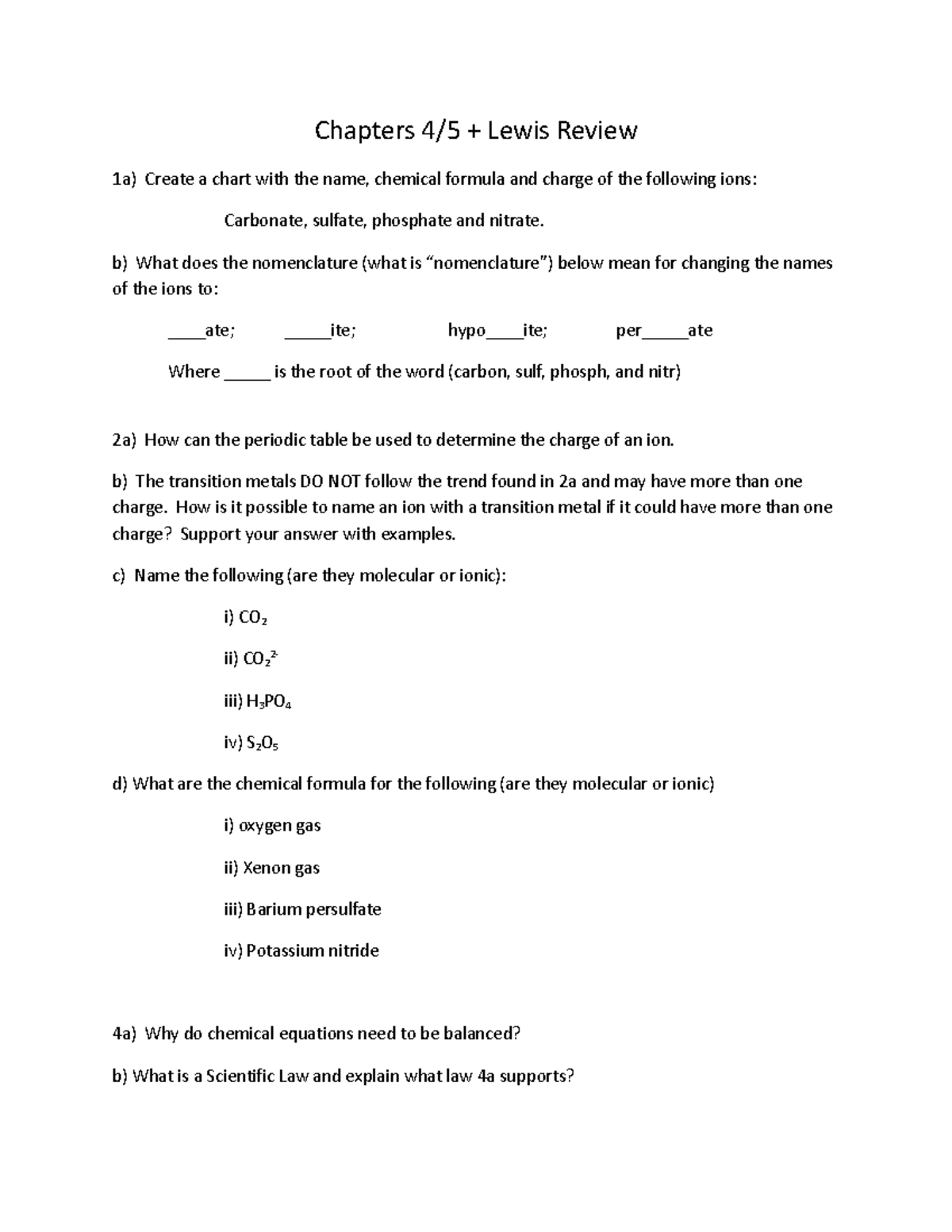 15 Review Chapters 4 And 5 And Lewis Review - Chapters 4/5 + Lewis ...