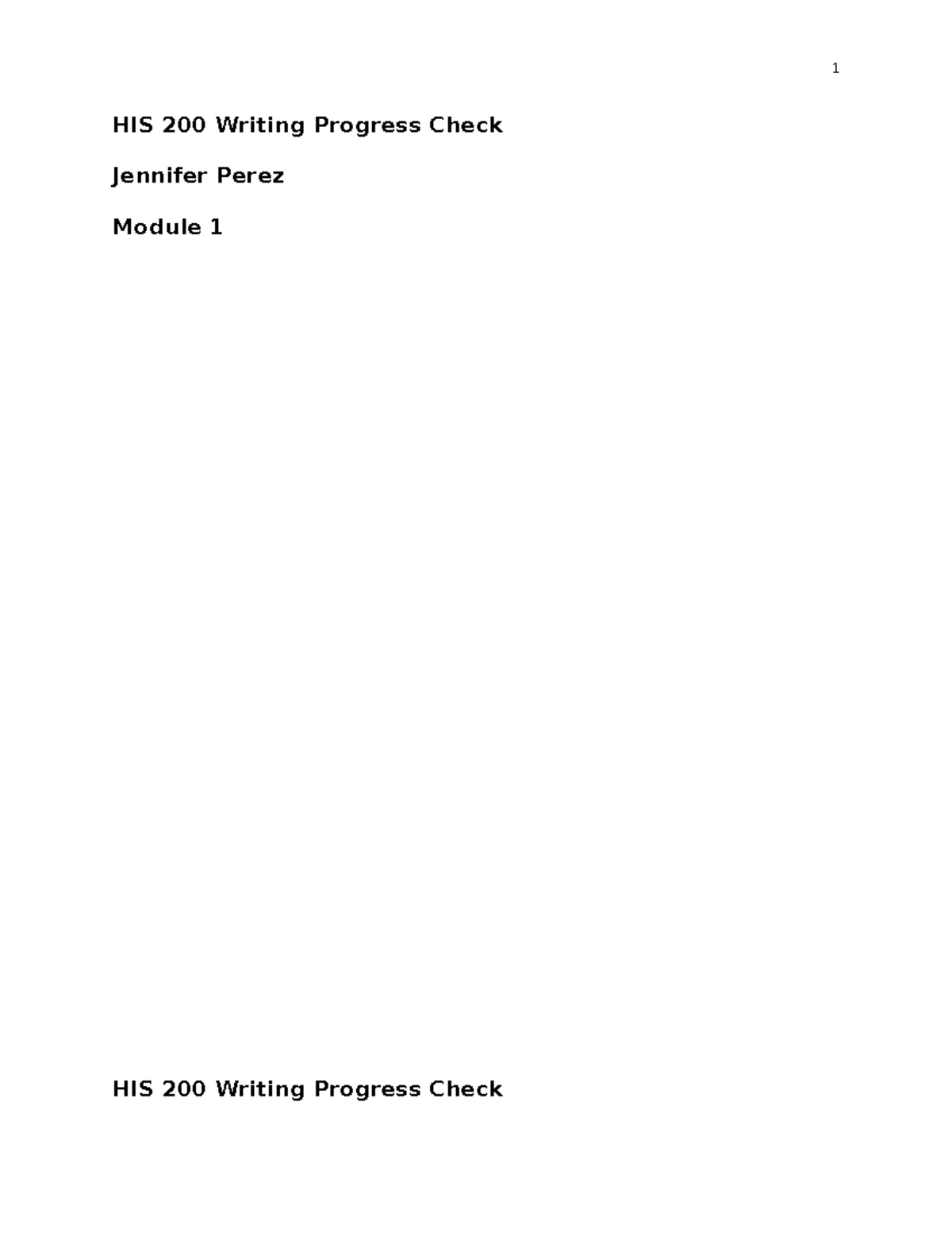 HIS 200 Writing Progress Check - 1 HIS 200 Writing Progress Check ...