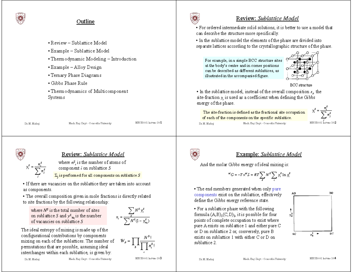 Lecture 10-multicomponent systems-students-2011 MECH 251 - Dr. M ...