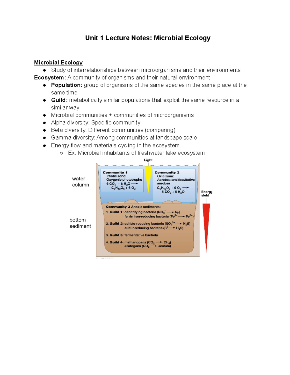 Unit 1 Notes - Biol 241 - UWaterloo - Studocu