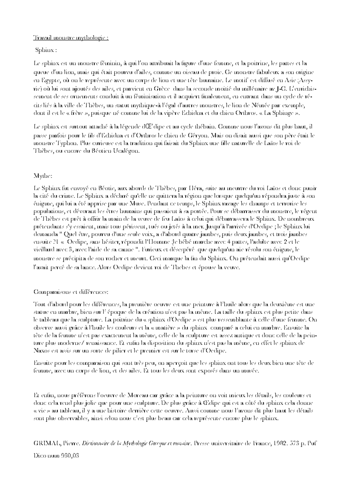 Latin sphinx texte - Travail monstre mythologie : Sphinx : Le sphinx ...
