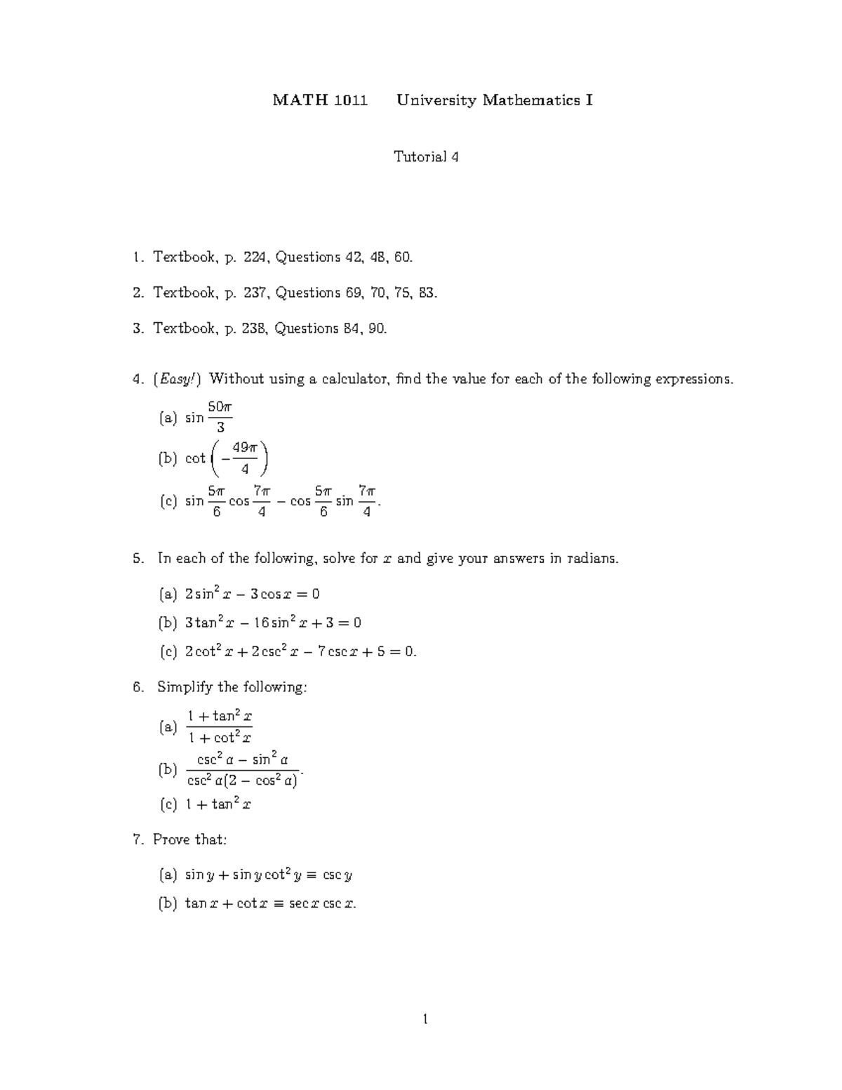 MATH1011 T4 - Notes - MATH 1011 University Mathematics I Tutorial 4 1 ...