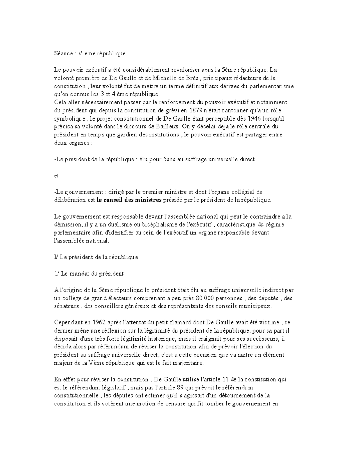 Développement Construit Sur La 5eme Republique