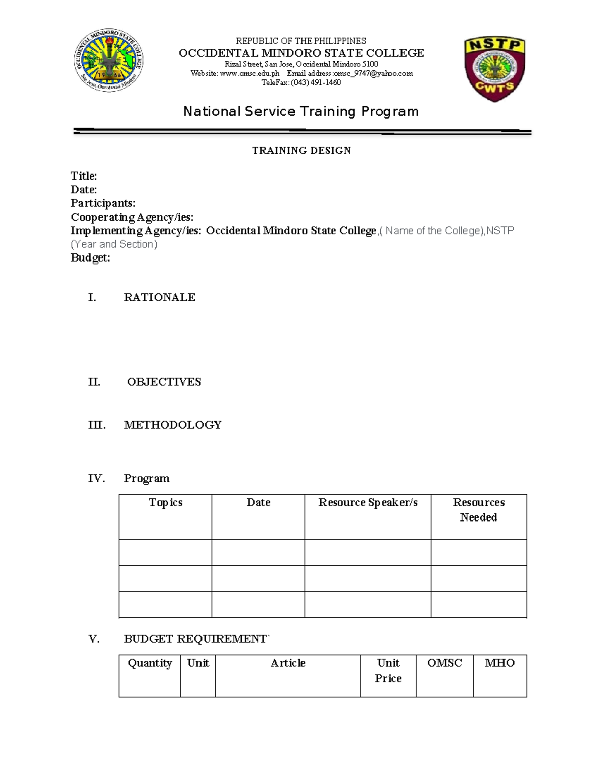 Community-Immersion Training-Design-1 - REPUBLIC OF THE PHILIPPINES ...