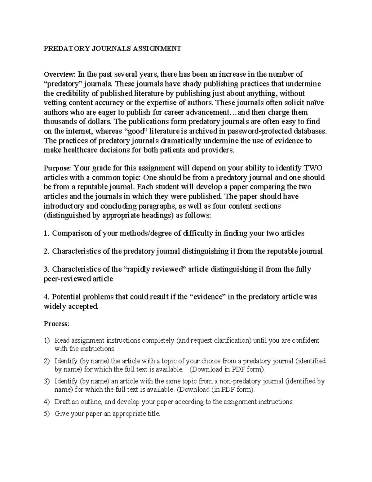 Predatory Journals Assignment Spring 2024 Gclo Yi U - PREDATORY ...