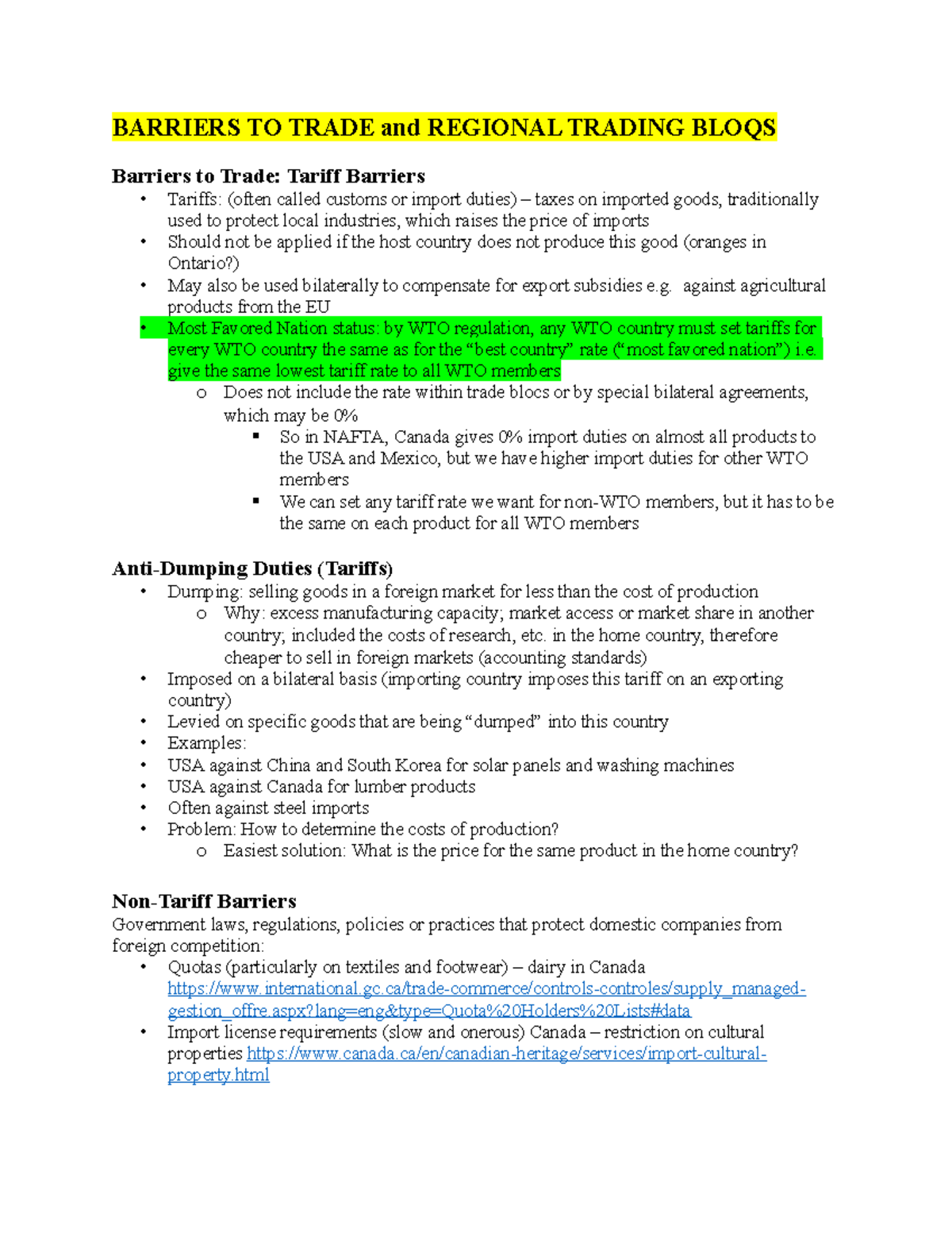 Lecture 5 - BARRIERS TO TRADE and REGIONAL TRADING BLOQS Barriers to ...