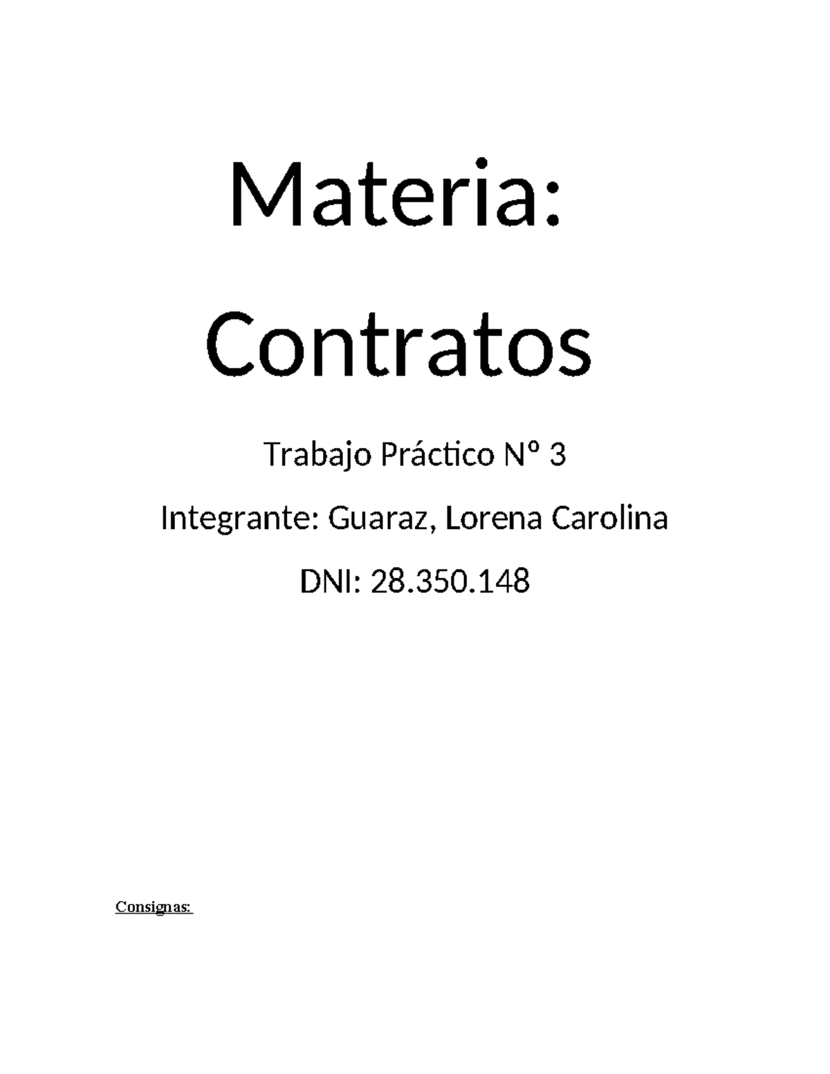 Contratos Tp3 Tp3 Materia Contratos Trabajo Práctico Nº 3 Integrante Guaraz Lorena 1592