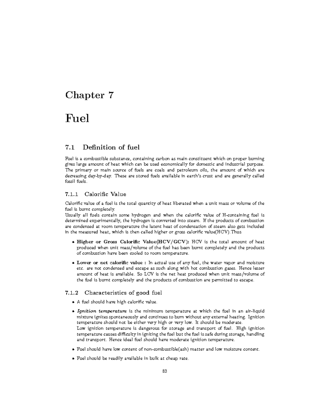 Fuel important concepts of fuels Chapter 7 Fuel 7 Definition of