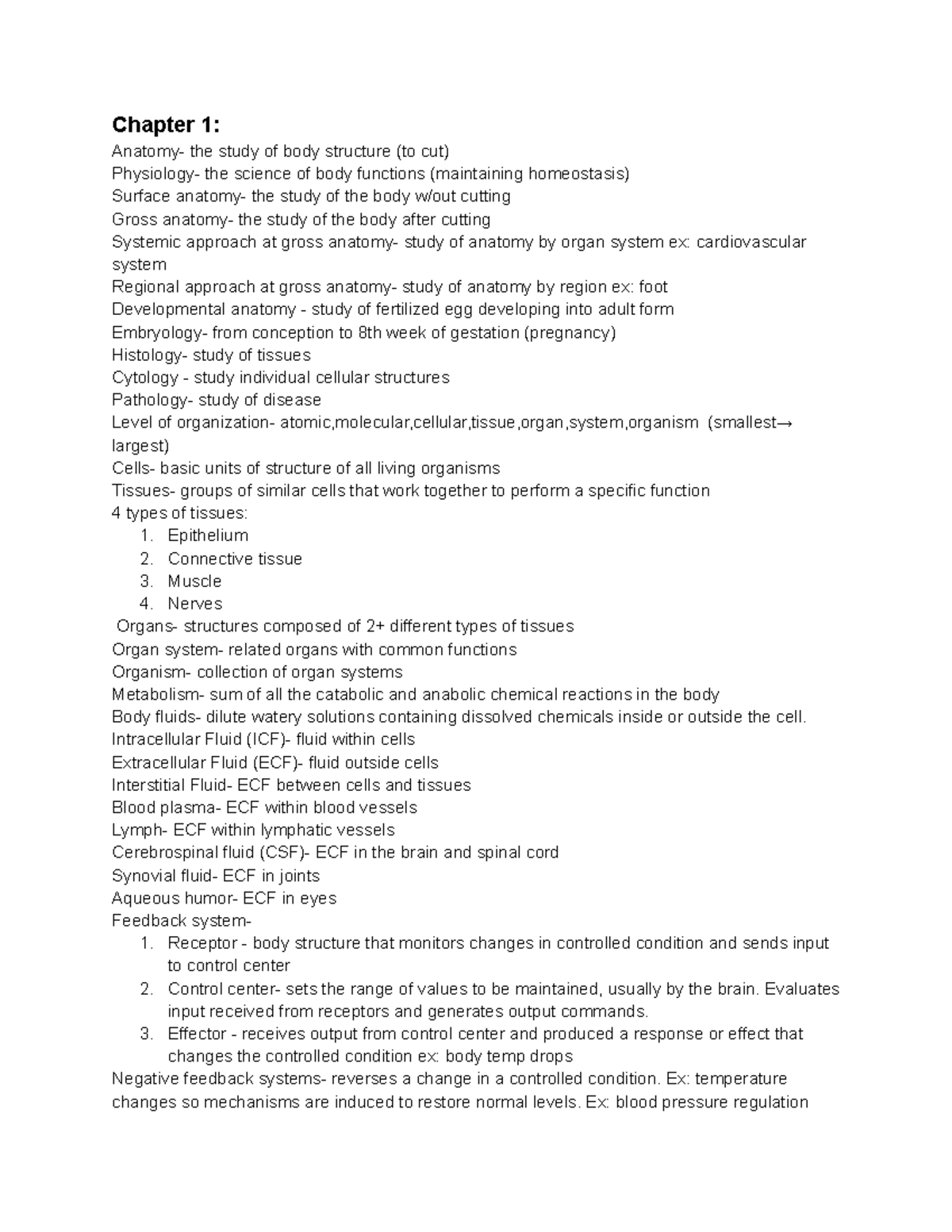 Anatomy Test #1 - notes - GSBN 222 - Studocu