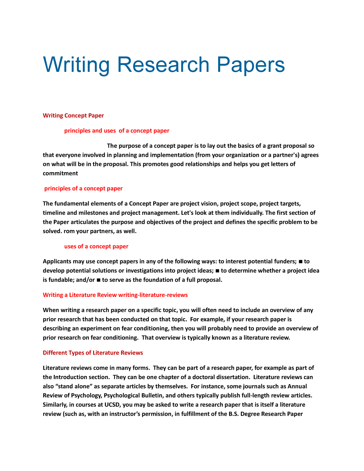 which part of the research concept paper you find most challenging