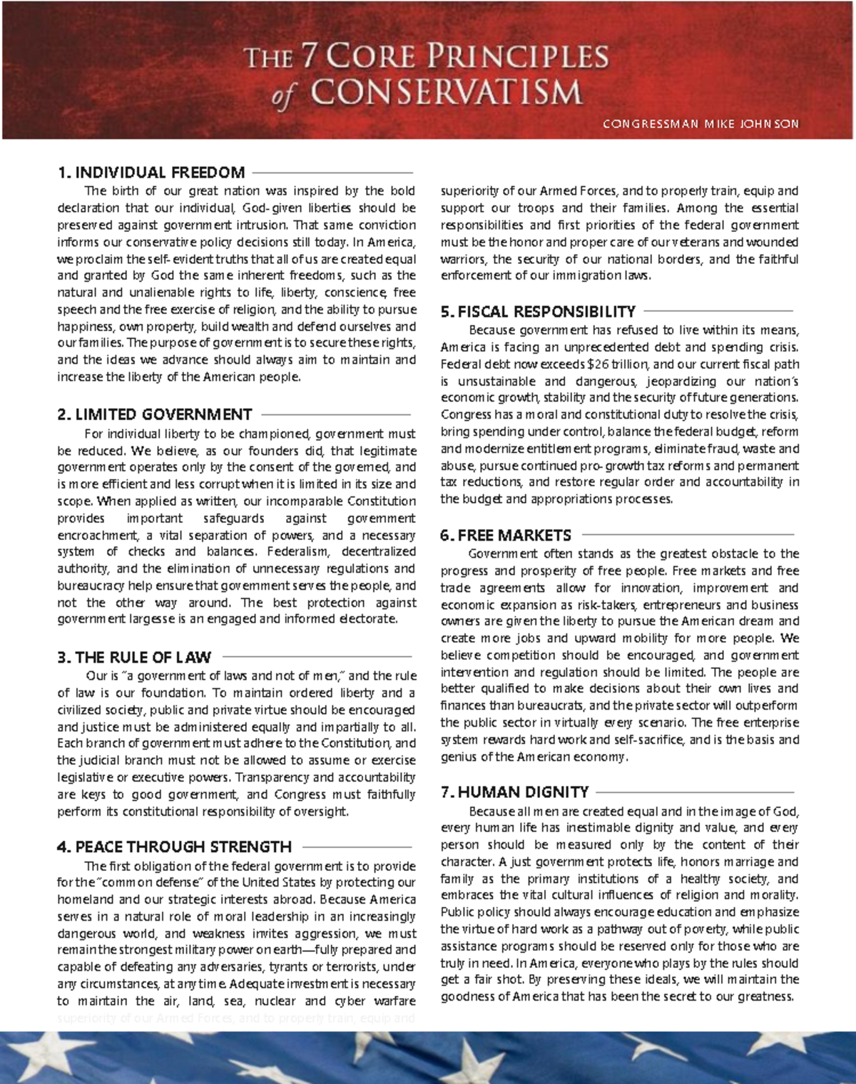 7coreprinciplesofconservatism - 1. INDIVIDUAL FREEDOM The birth of our ...