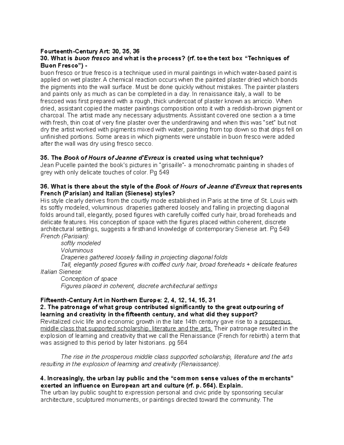 Quiz 1 Study guide arth 206 FourteenthCentury Art 30, 35, 36 30