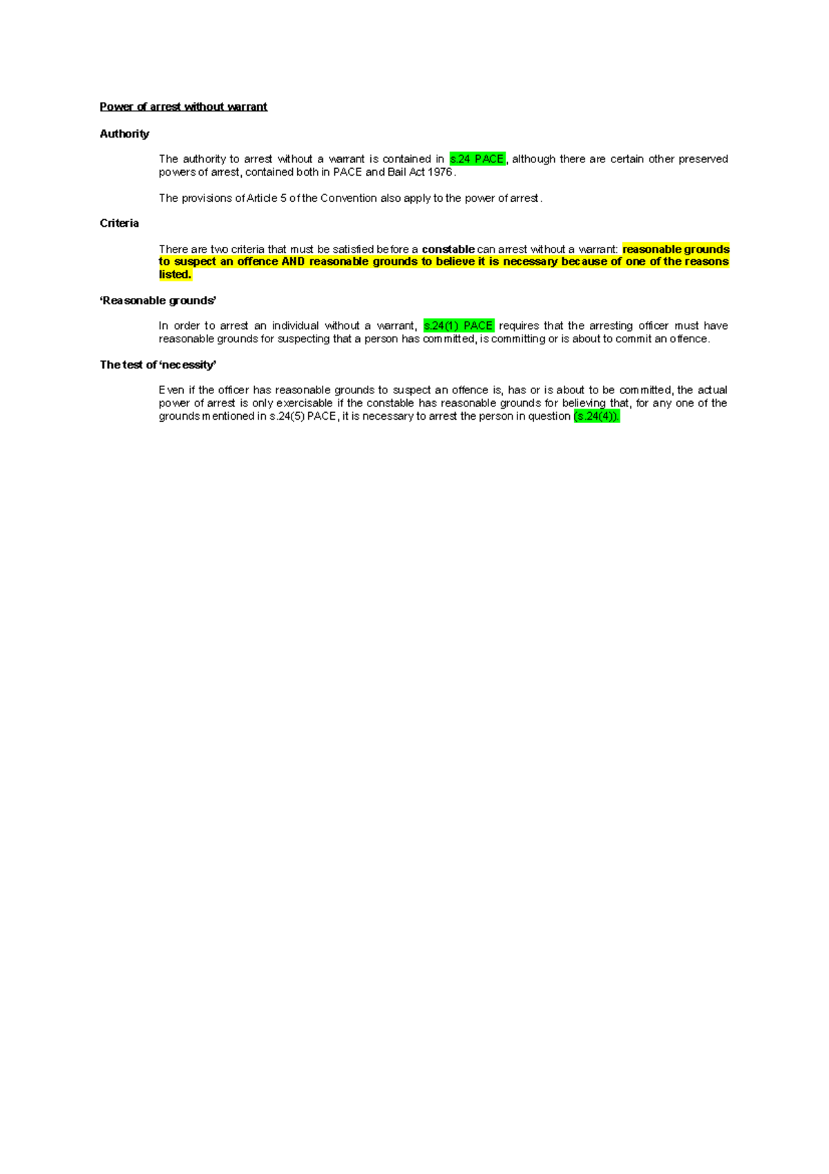 Criminal lecture 5 - Criminal law - lecture notes police powers - Power ...