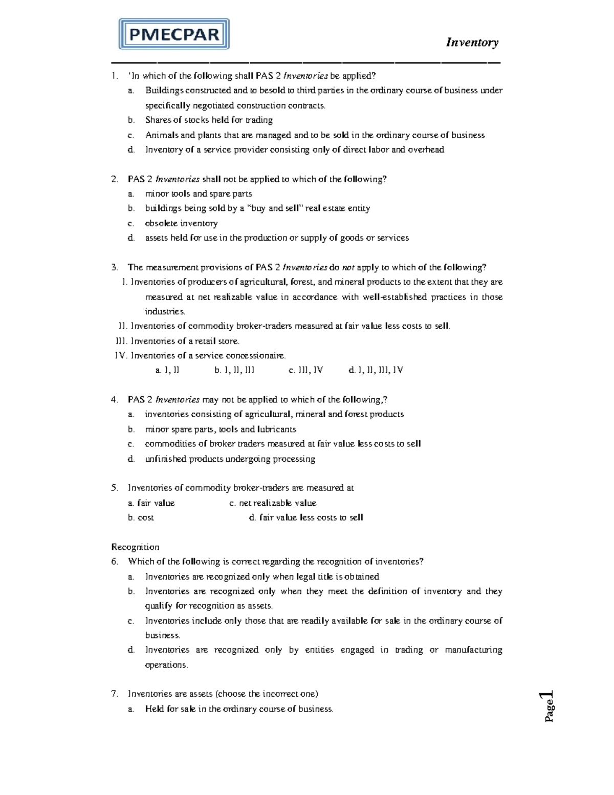 inventory management quiz
