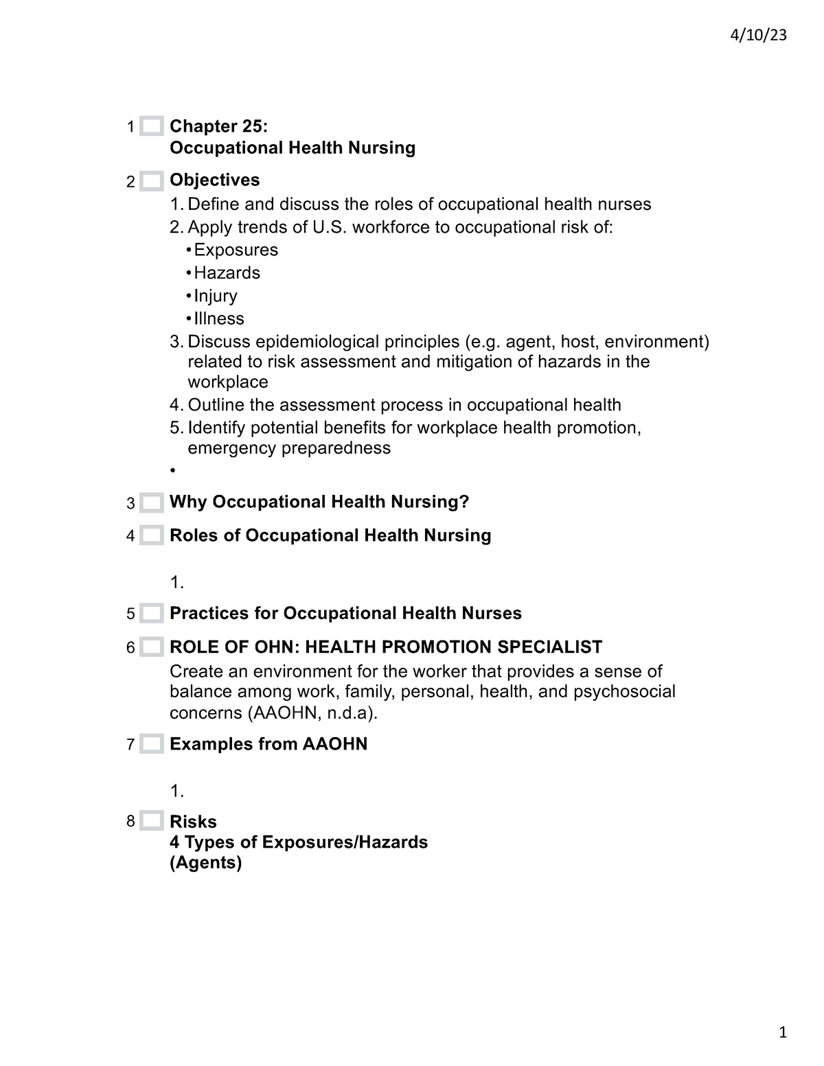 Chapter 25- Occupational Health Nursing - 4 10  1 Chapter 25 