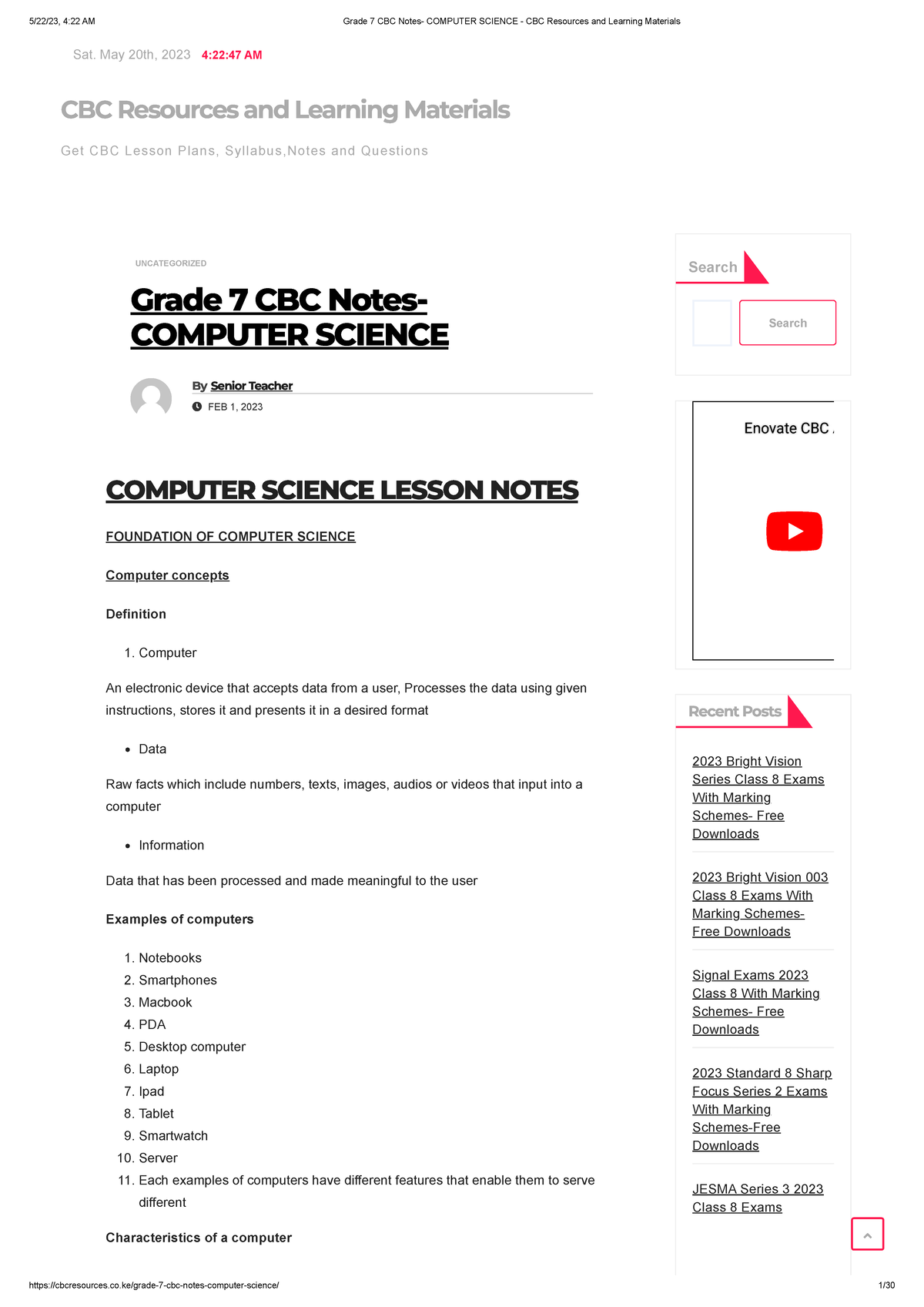 Grade 7 CBC Notes- Computer Science - CBC Resources and Learning ...
