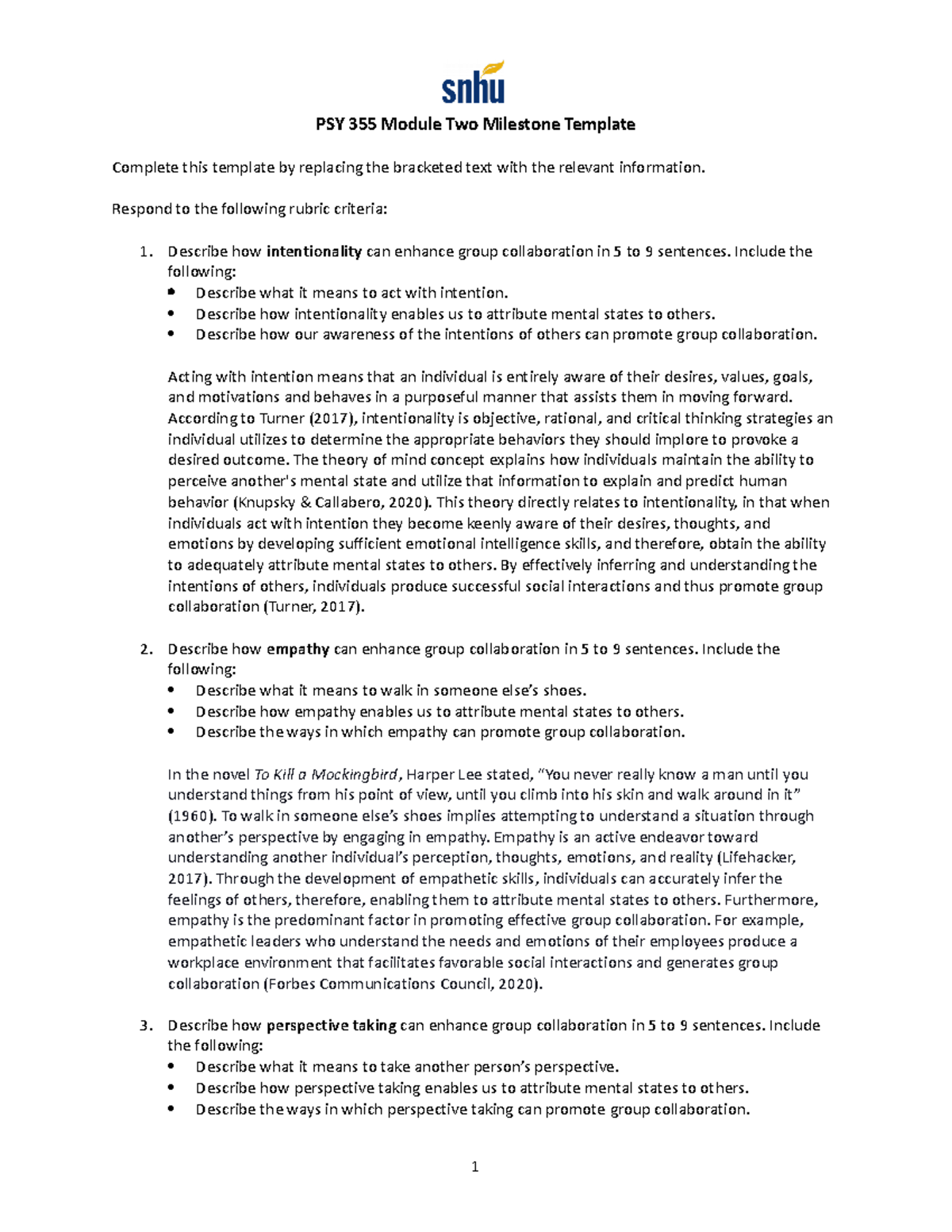 Module 2 Milestone - PSY 355 Module Two Milestone Template Complete ...