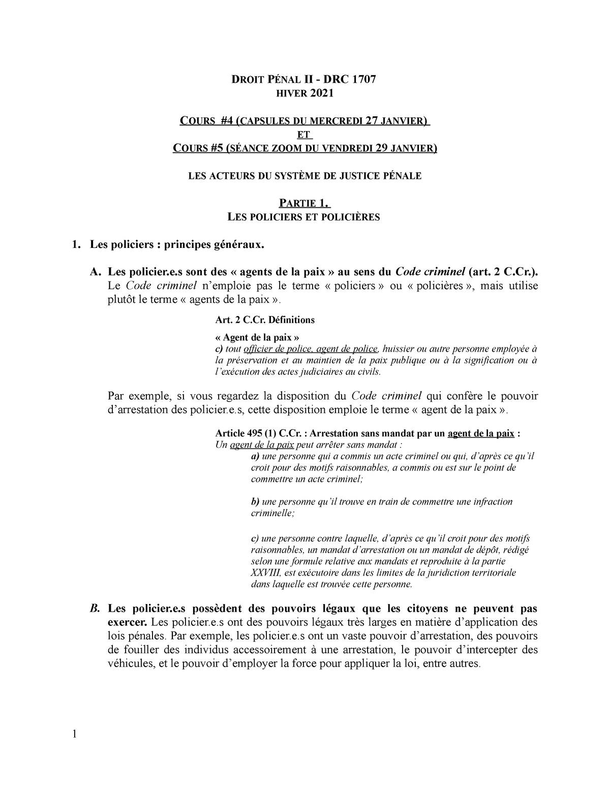 5 - Les policiers et les procureurs de la Couronne - DROIT PÉNAL II ...